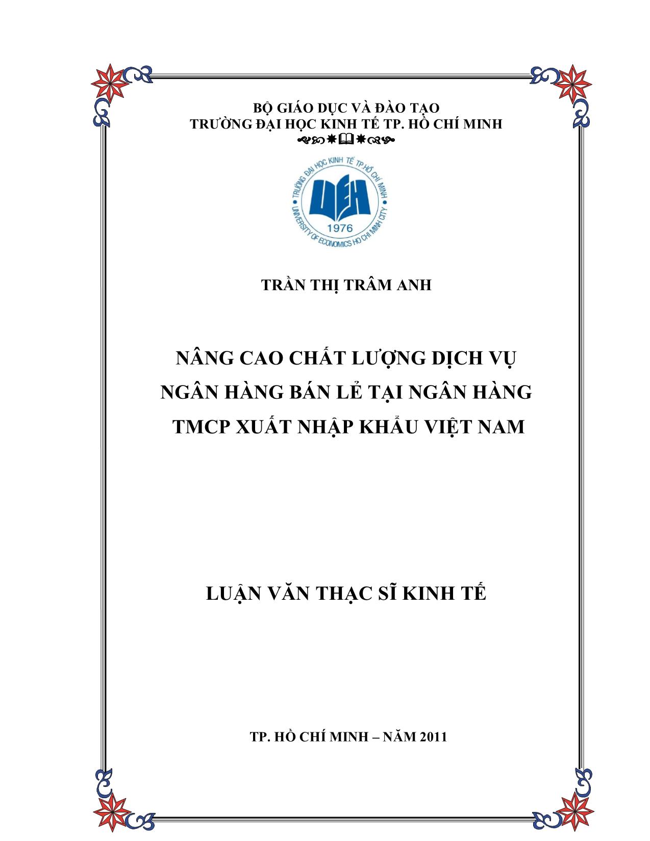 Luận văn Nâng cao chất lượng dịch vụ ngân hàng bán lẻ tại ngân hàng TMCP xuất nhập khẩu Việt Nam trang 1