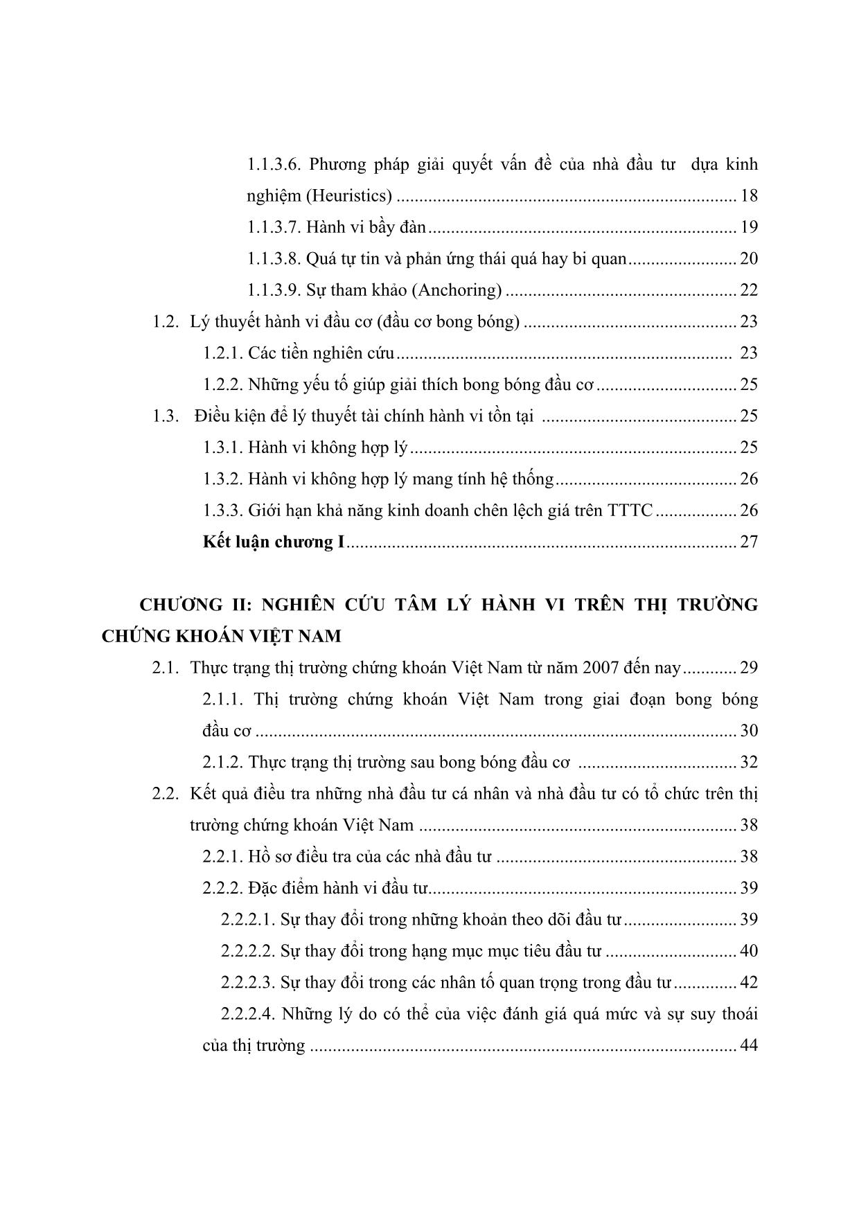 Luận văn Nghiên cứu lý thuyết hành vi trên thị trường chứng khoán Việt Nam trang 5