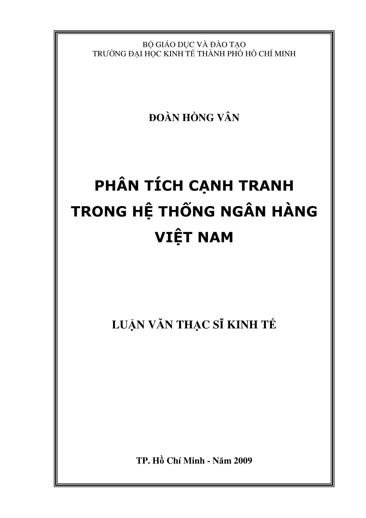Luận văn Phân tích cạnh tranh trong hệ thống ngân hàng Việt Nam trang 1