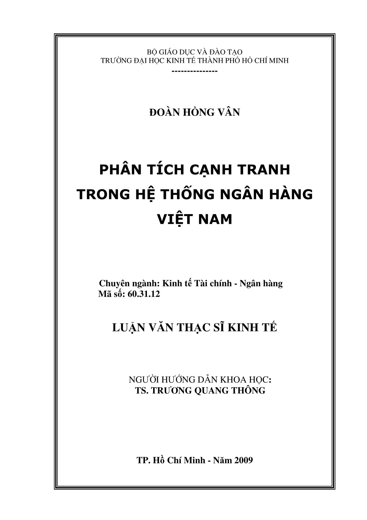 Luận văn Phân tích cạnh tranh trong hệ thống ngân hàng Việt Nam trang 2