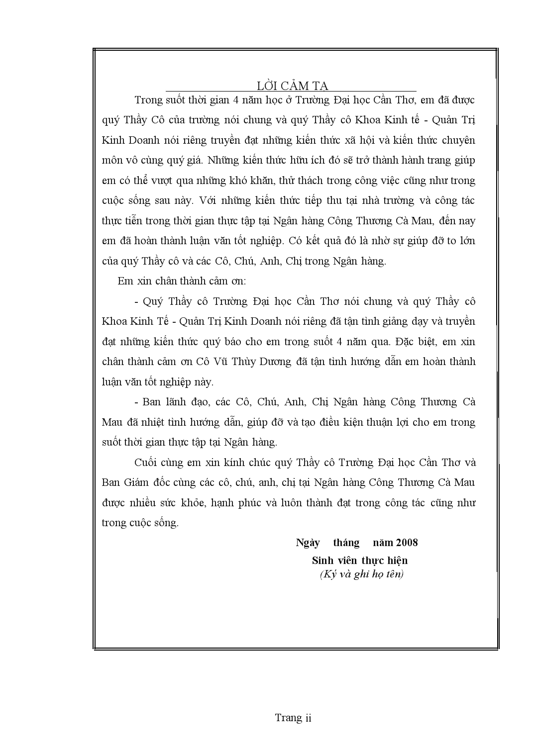 Luận văn Phân tích tình hình huy động và cho vay vốn tại ngân hàng công thương Việt Nam chi nhánh Cà Mau trang 2