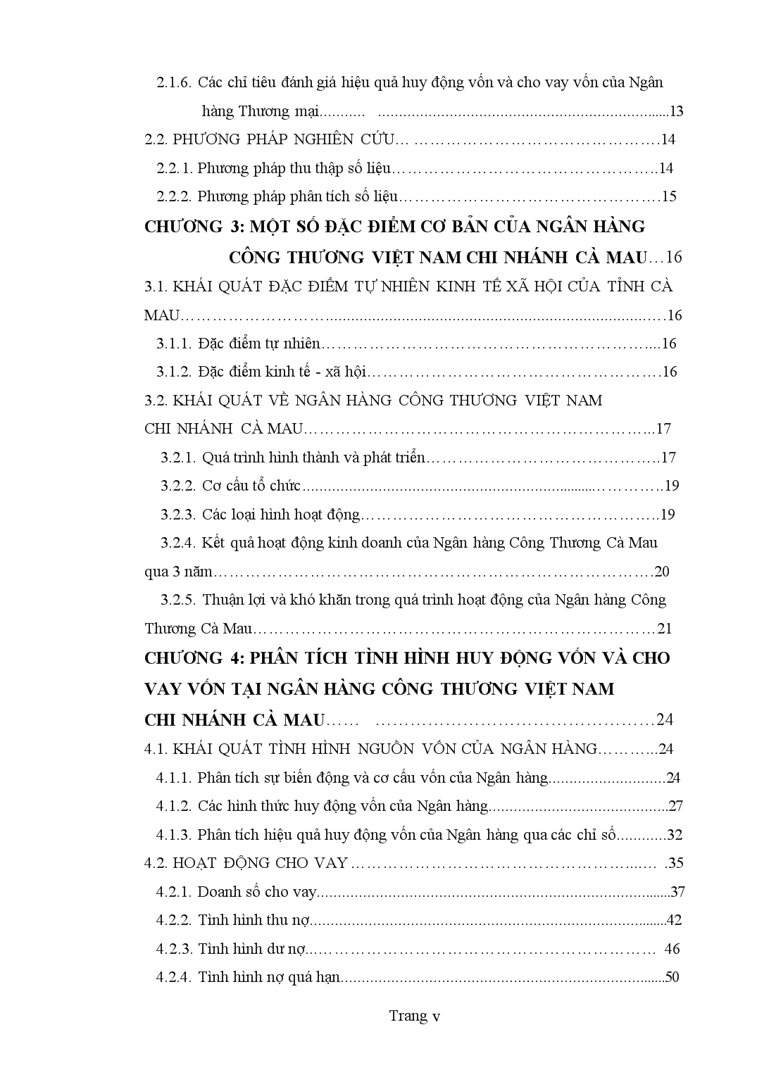 Luận văn Phân tích tình hình huy động và cho vay vốn tại ngân hàng công thương Việt Nam chi nhánh Cà Mau trang 5