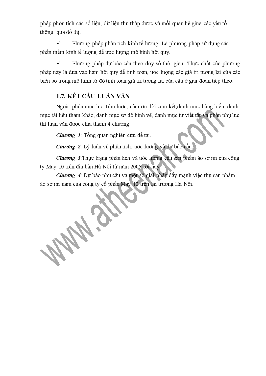 Luận văn Phân tích và dự báo cầu sản phẩm áo sơ mi nam của công ty cổ phần May 10 trên địa bàn Hà Nội tới năm 2015 trang 5