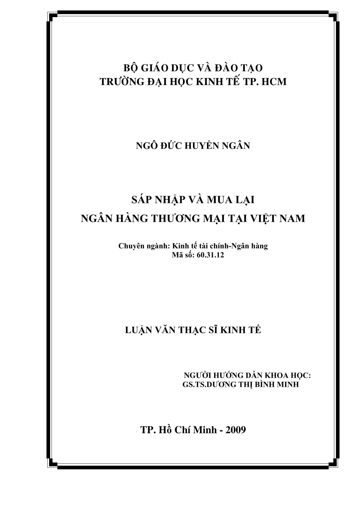 Luận văn Sáp nhập và mua lại ngân hàng thương mại tại Việt Nam trang 1