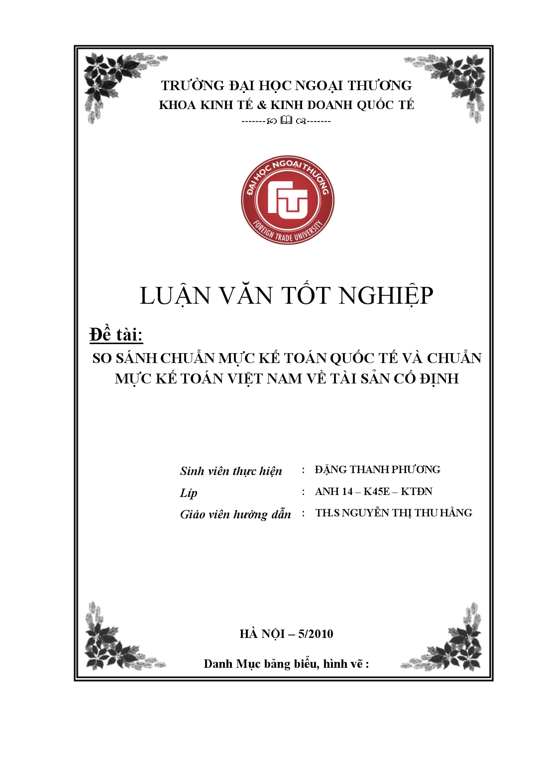 Luận văn So sánh chuẩn mực kế toán quốc tế và chuẩn mực kế toán Việt Nam về tài sản cố định trang 1