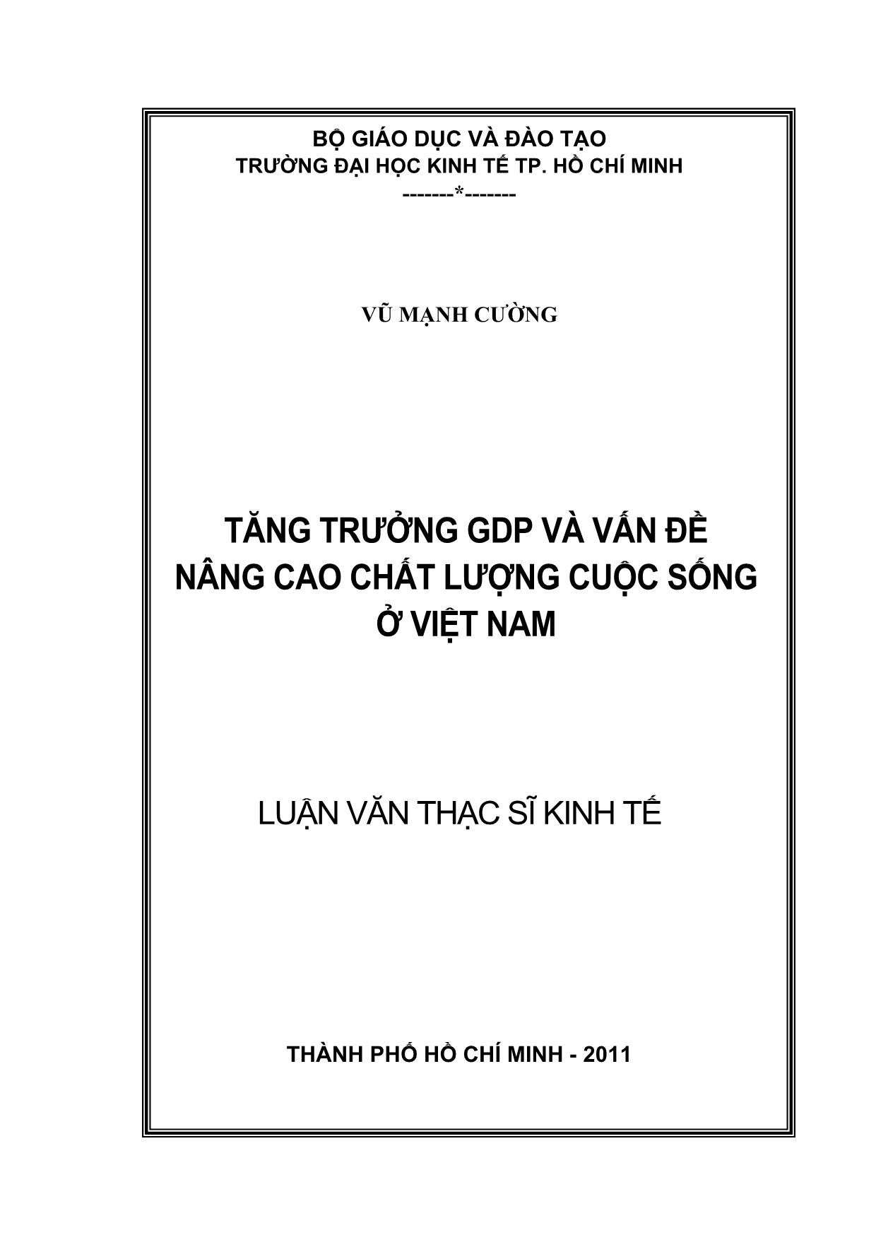 Luận văn Tăng trưởng GDP và vấn đề nâng cao chất lượng cuộc sống ở Việt Nam trang 1