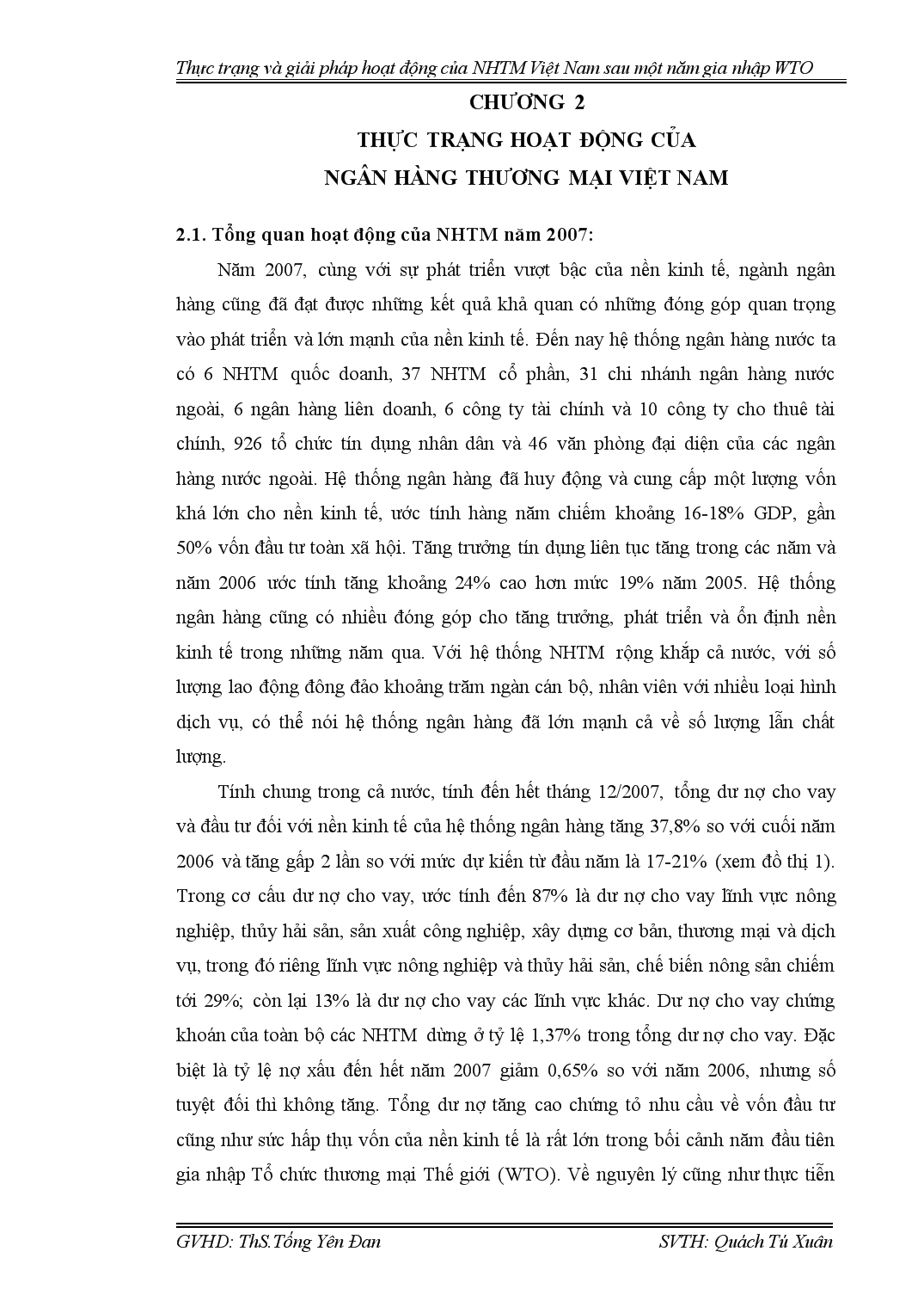 Luận văn Thực trạng và giải pháp hoạt động của NHTM Việt Nam sau một năm gia nhập WTO trang 5