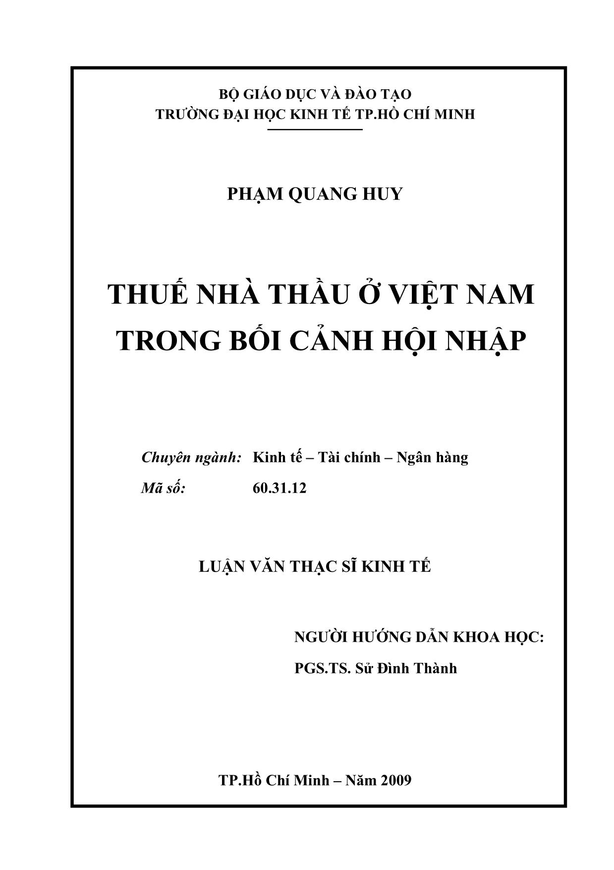 Luận văn Thuế nhà thầu ở Việt Nam trong bối cảnh hội nhập trang 2