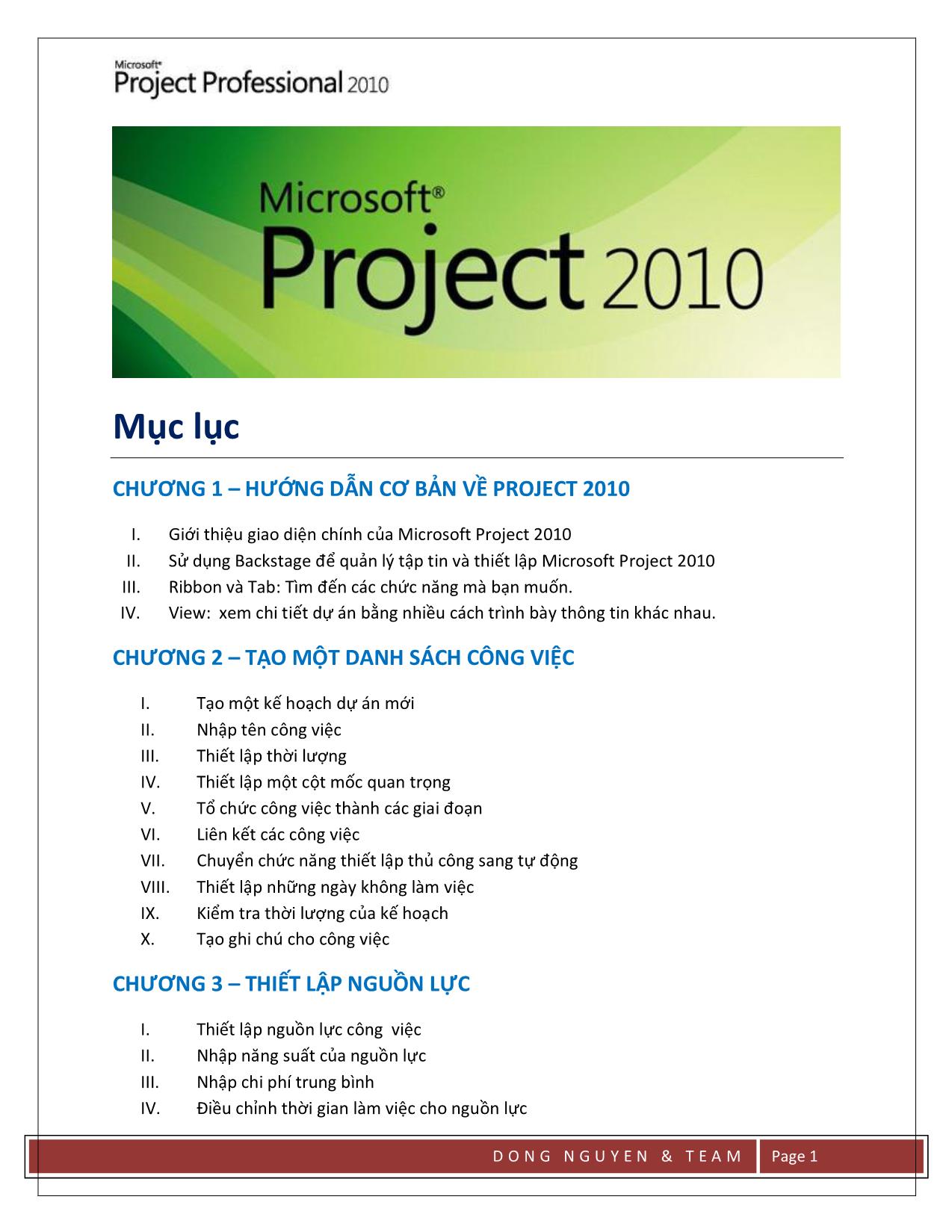 Microsoft Project 2010 trang 1