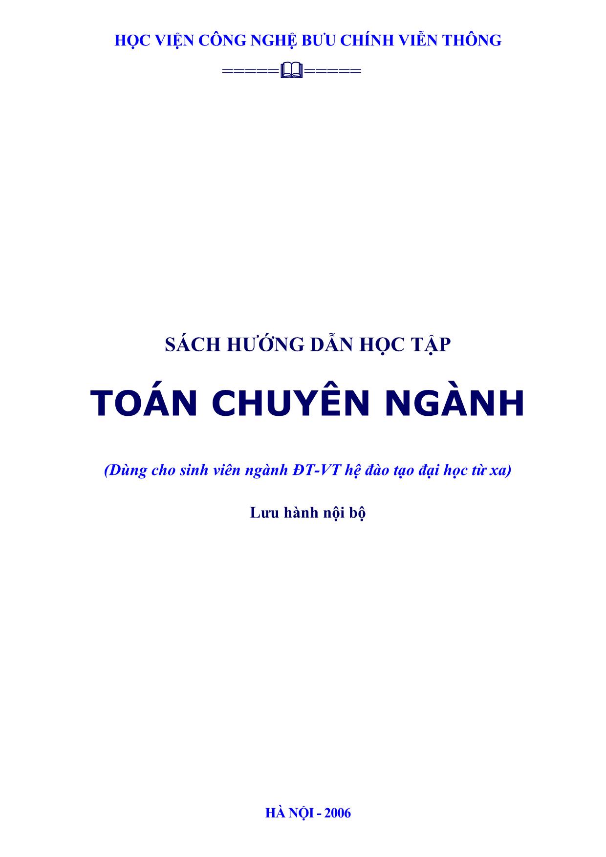 Sách hướng dẫn học tập Toán chuyên ngành Điện tử viễn thông trang 1