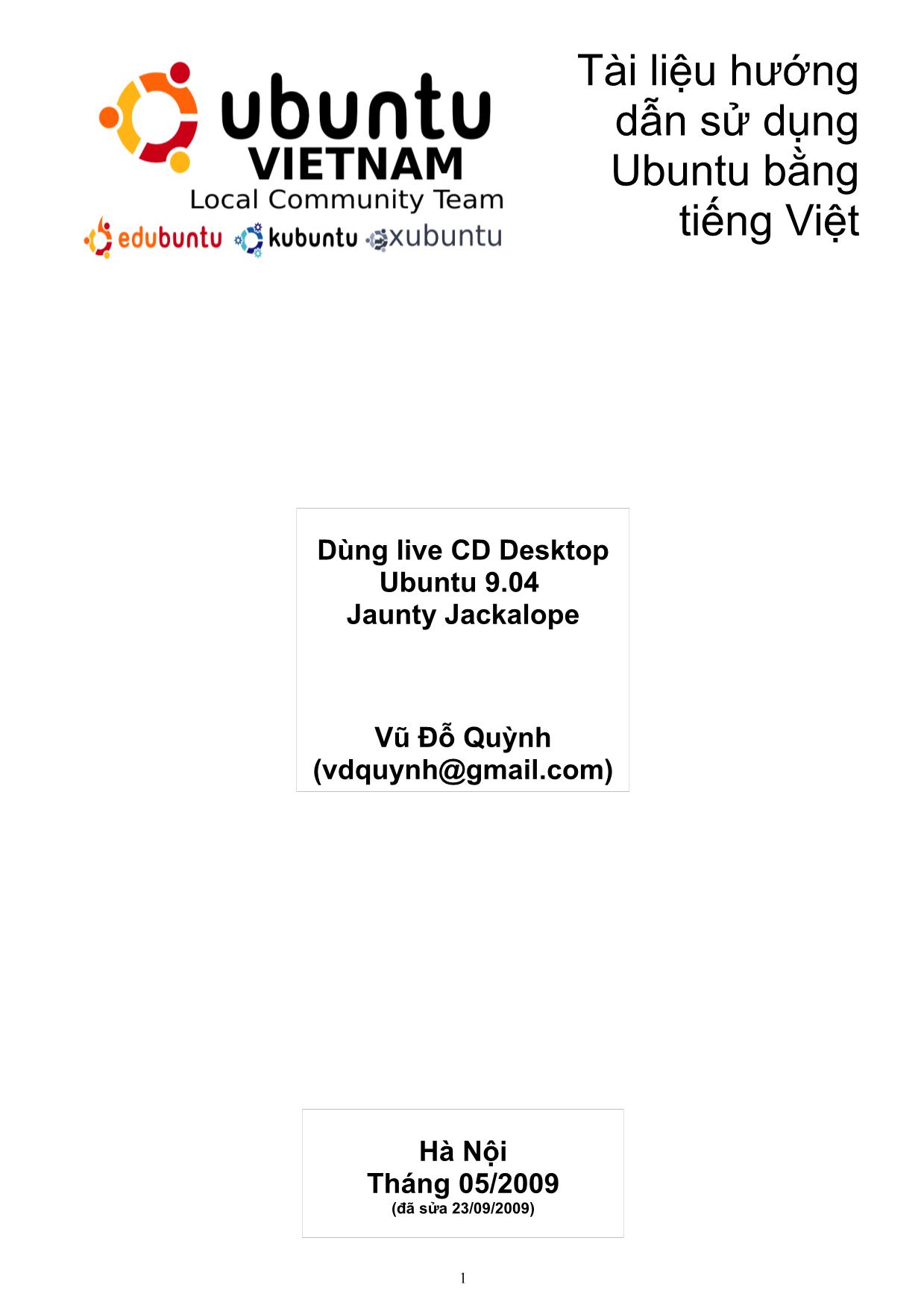 Tài liệu hướng dẫn sử dụng Ubuntu bằng tiếng Việt trang 1