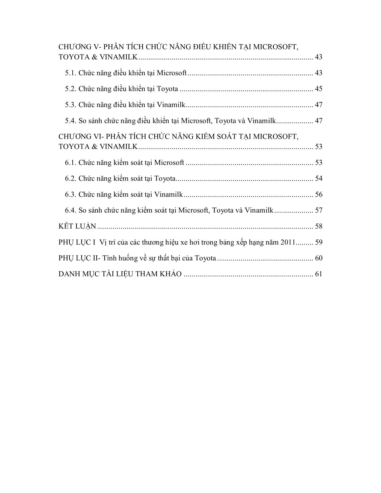 Tiểu luận Phân tích các chức năng quản trị tại Microsoft, Toyota và Vinamilk trang 4
