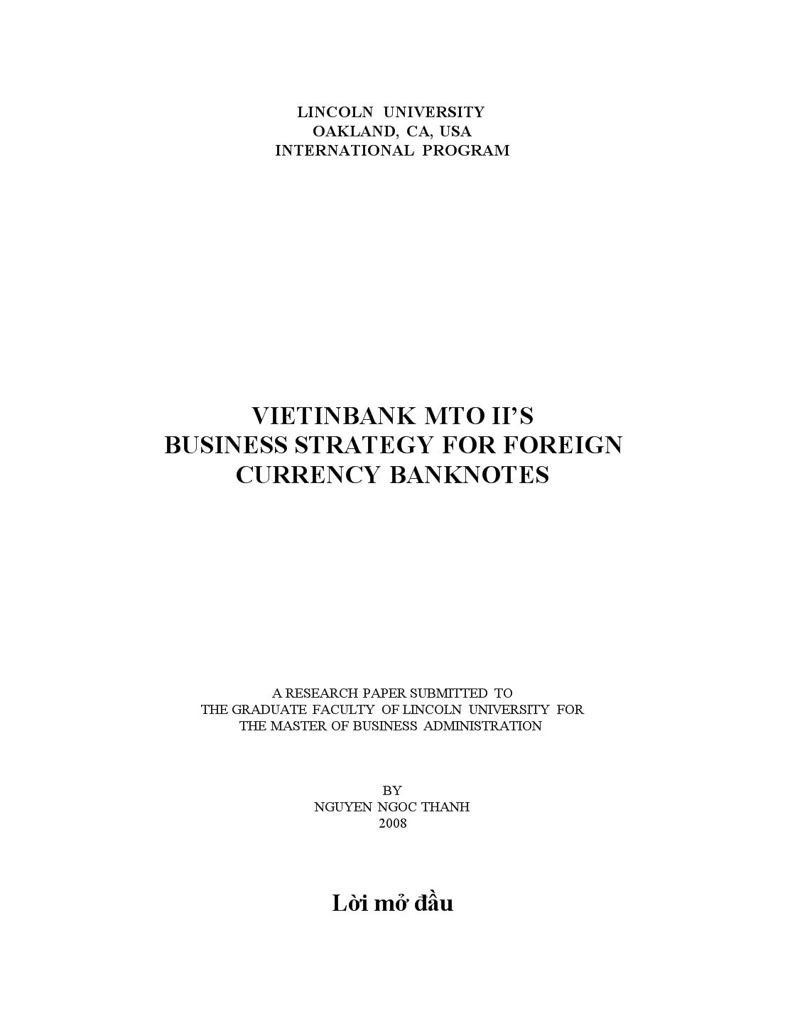 Vietinbank mto ii’s business strategy for foreign currency banknotes trang 1