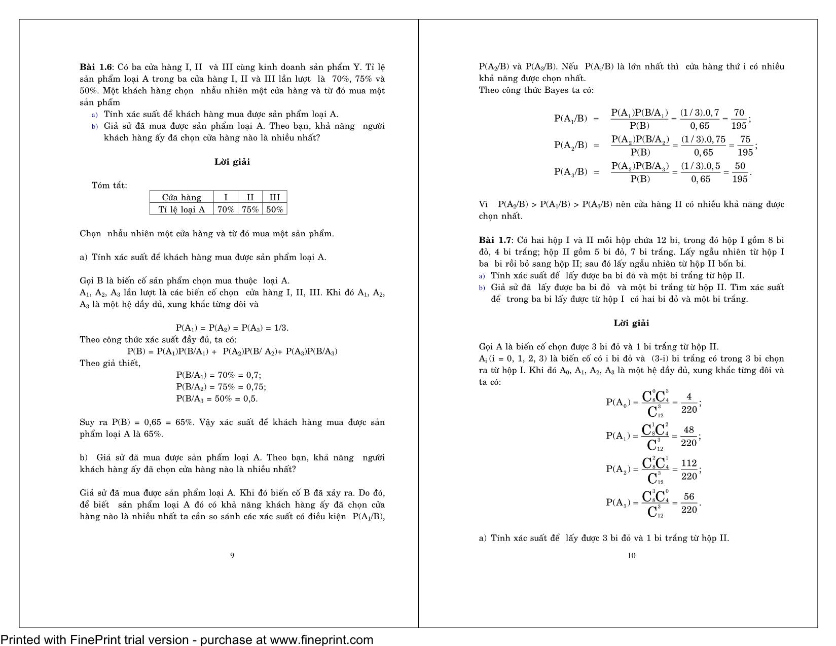Bài giải về xác suất thống kê trang 5