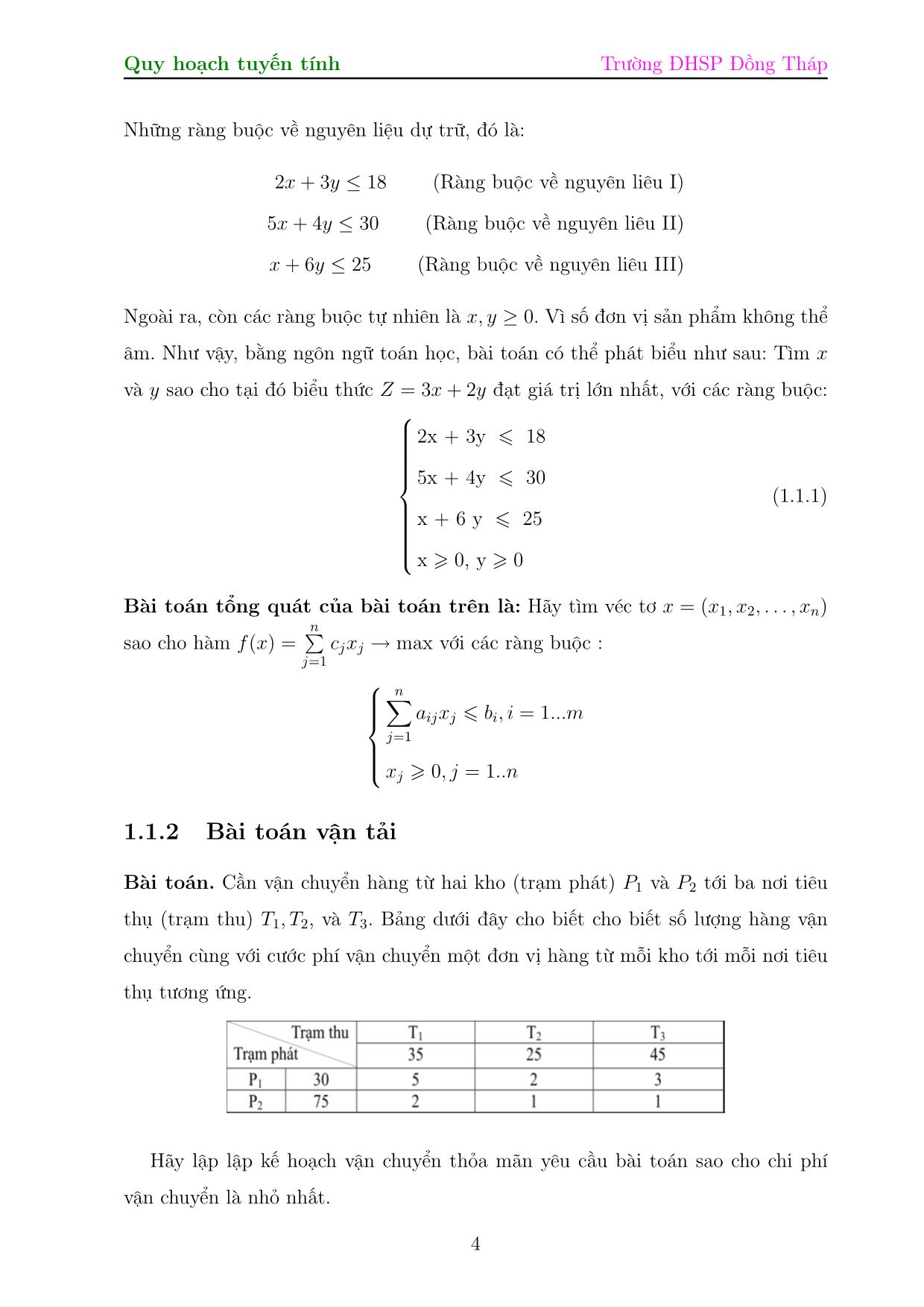 Bài giảng Bài toán quy hoạch tuyến tính trang 4