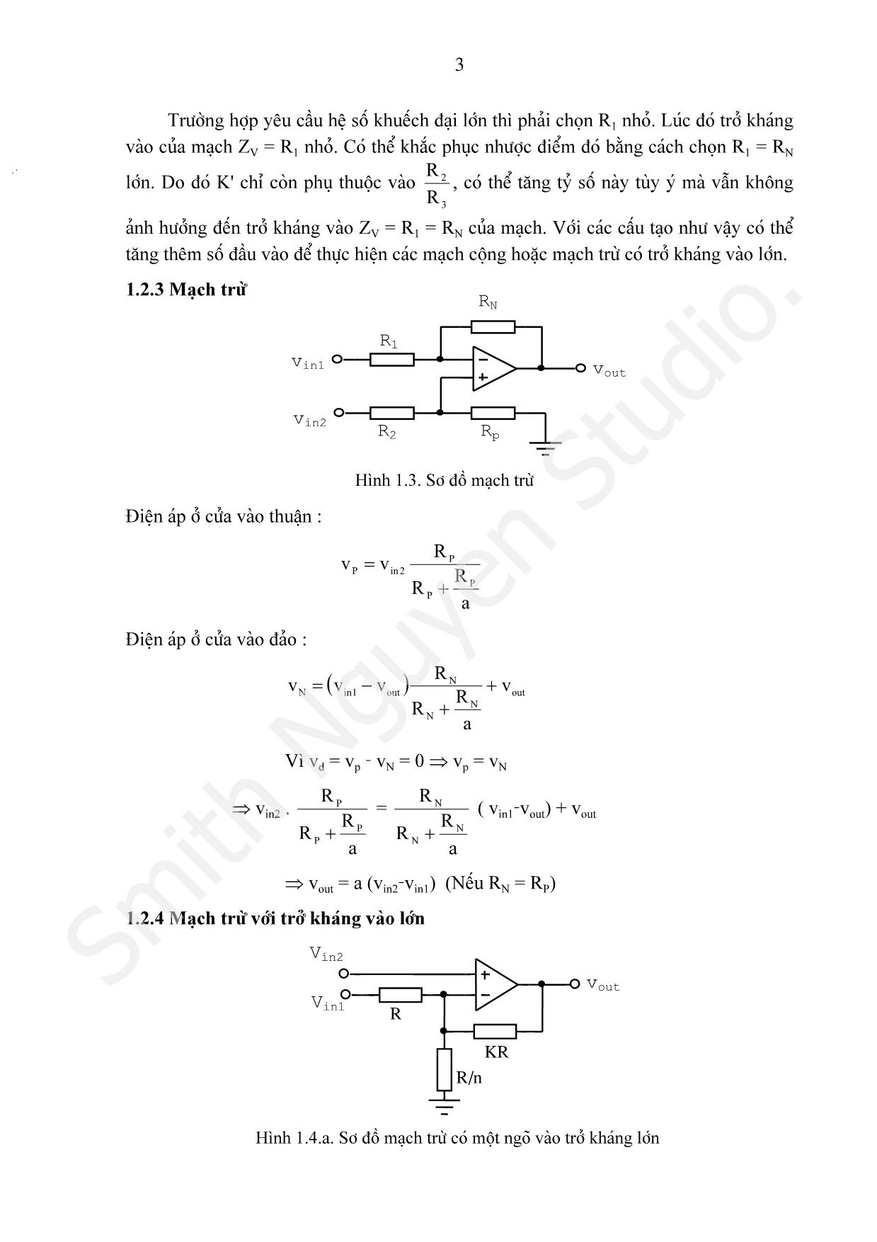 Bài giảng Các mạch tính toán, điều khiển và tạo hàm dùng khuếch đại thuật toán trang 3