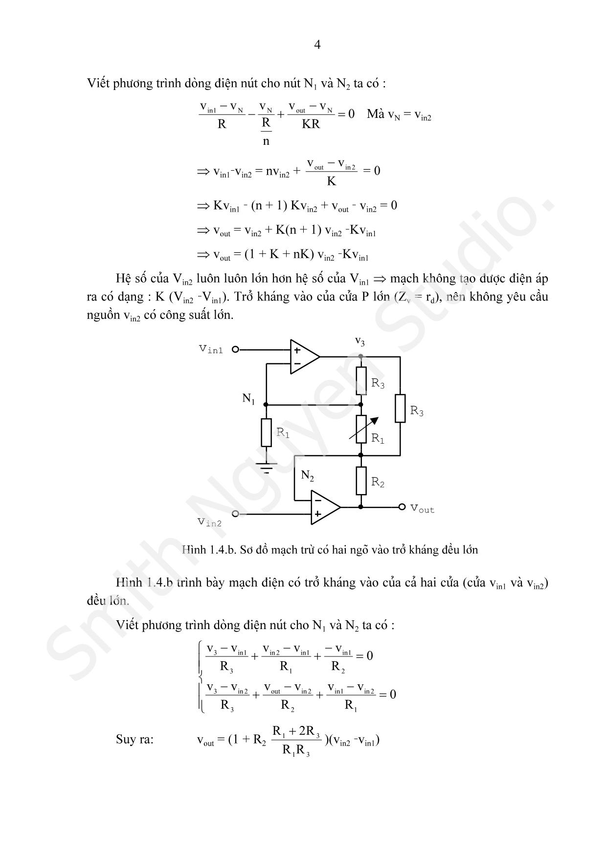 Bài giảng Các mạch tính toán, điều khiển và tạo hàm dùng khuếch đại thuật toán trang 4