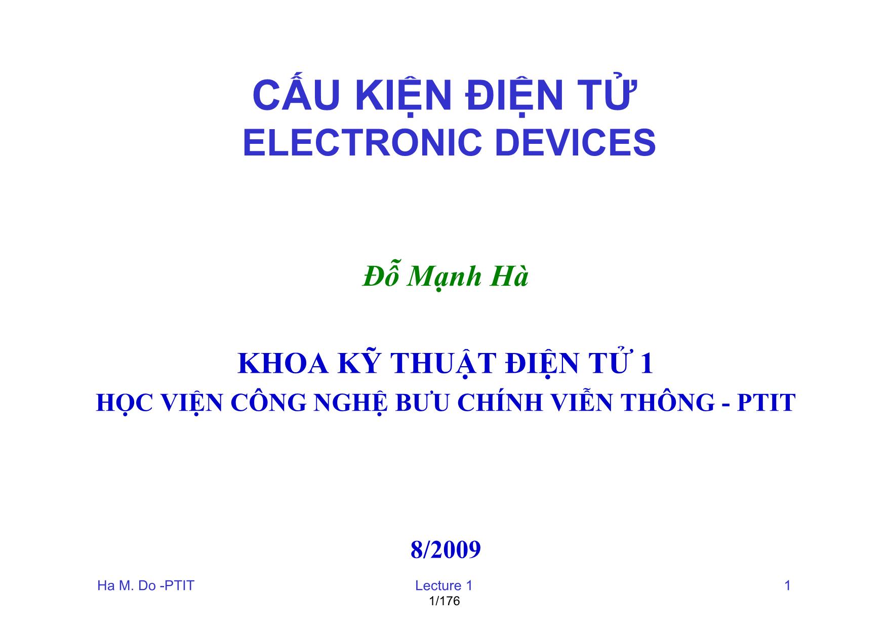 Bài giảng Cấu kiện điện tử electronic devices trang 1