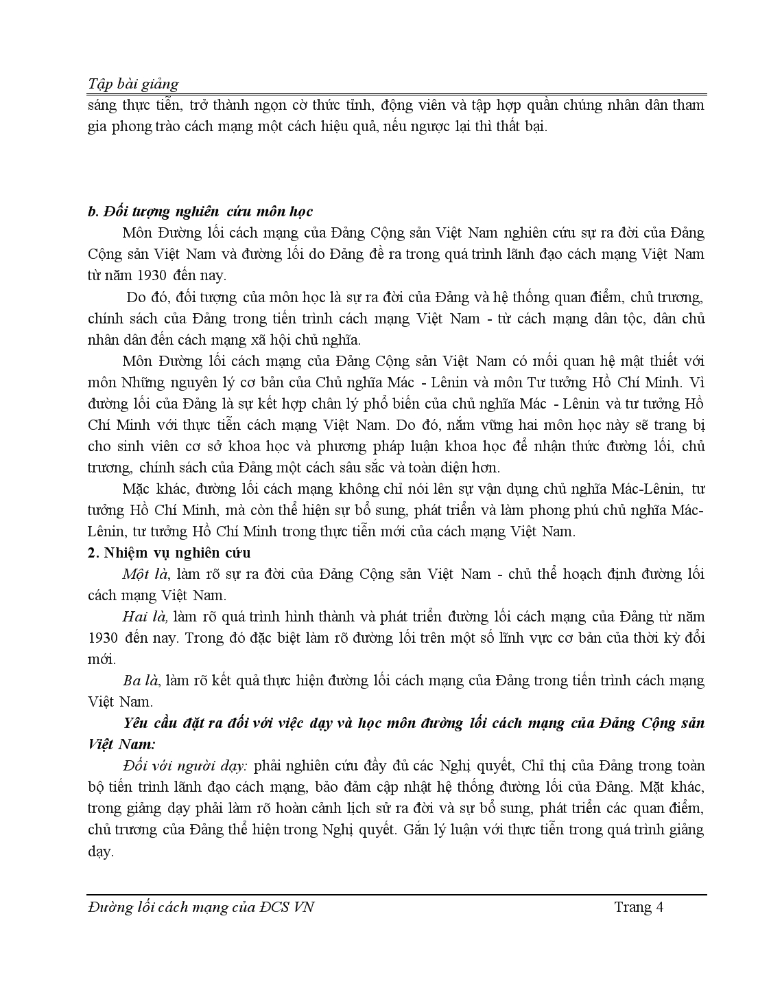 Bài giảng đường lối cách mạng của đảng cộng sản Việt Nam trang 4