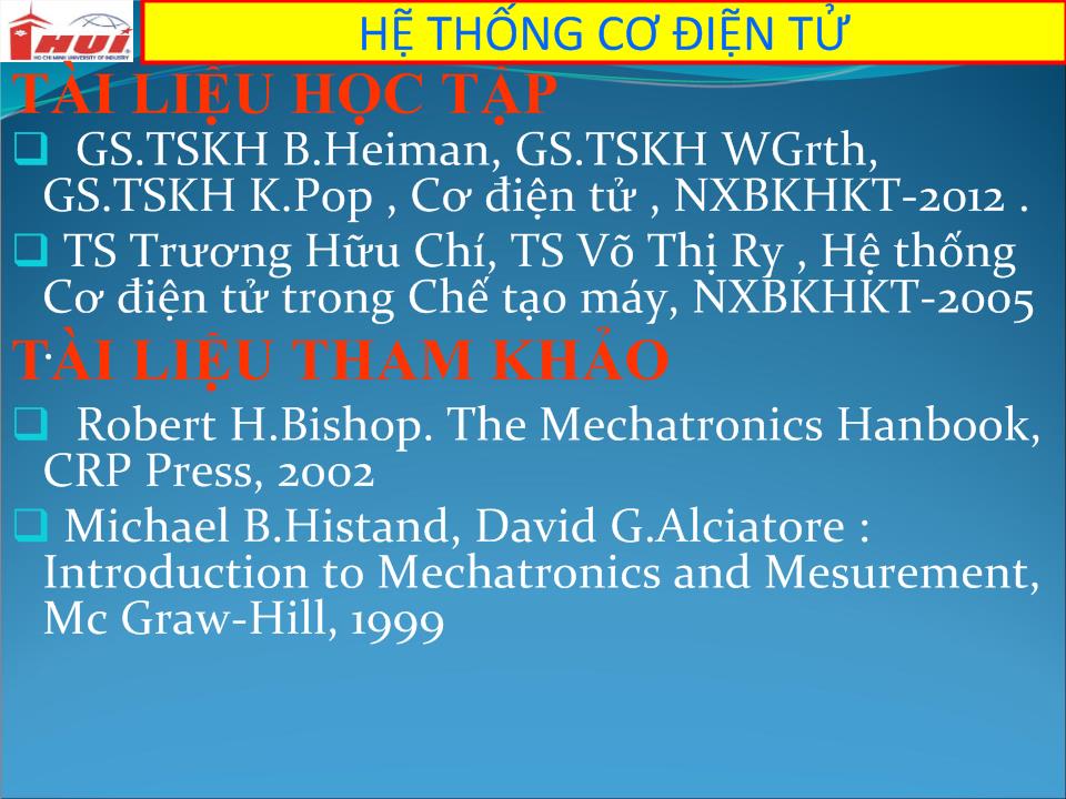 Bài giảng Hệ thống cơ điện tử trang 3