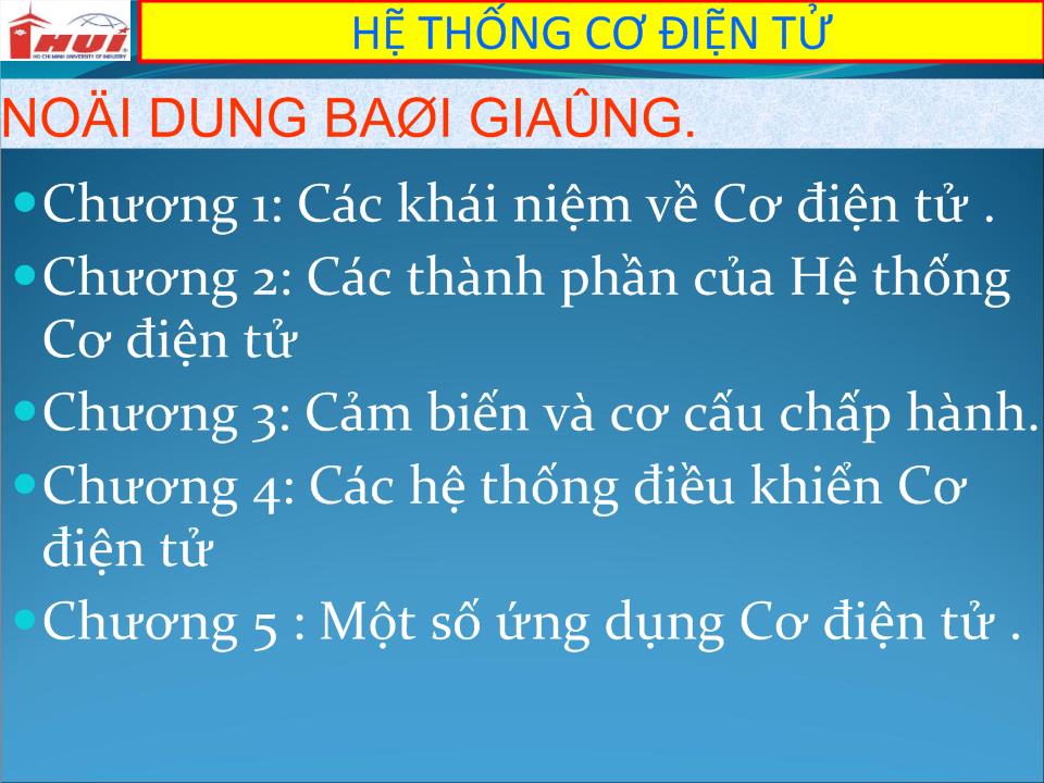 Bài giảng Hệ thống cơ điện tử trang 4