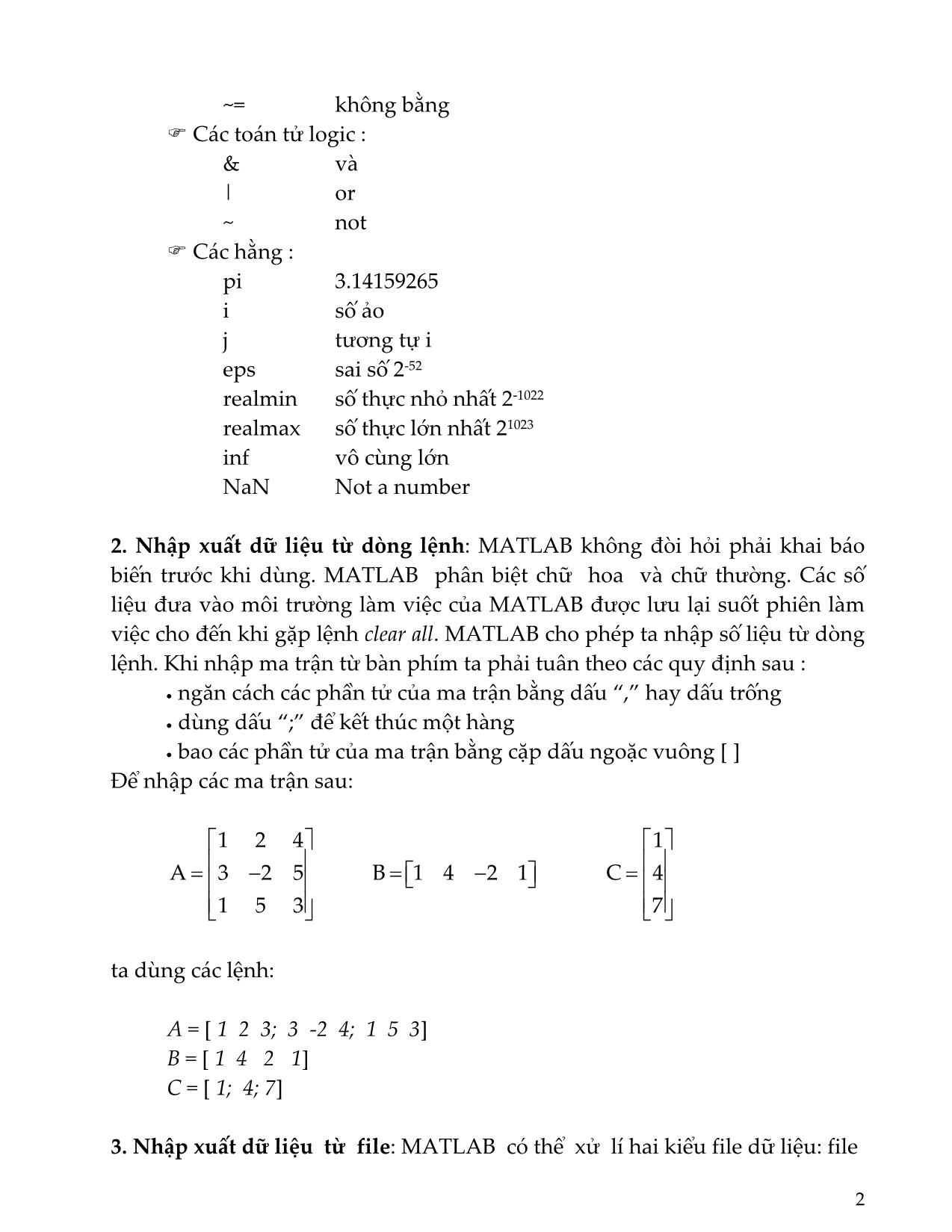 Bài giảng Matlab cơ bản trang 2