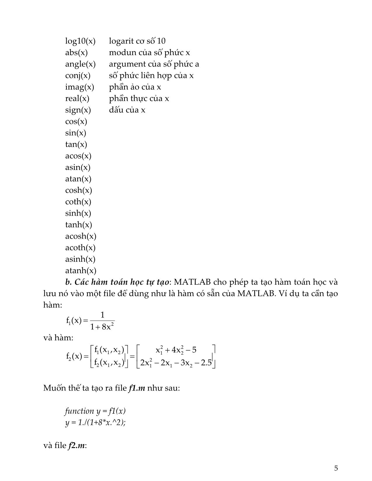 Bài giảng Matlab cơ bản trang 5