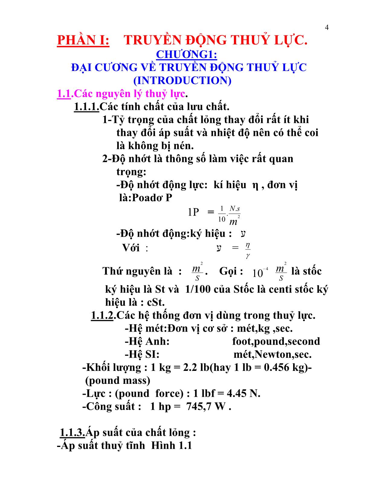 Bài giảng Môn học kỹ thuật thuỷ lực và khí nén ( fluid power ) trang 4