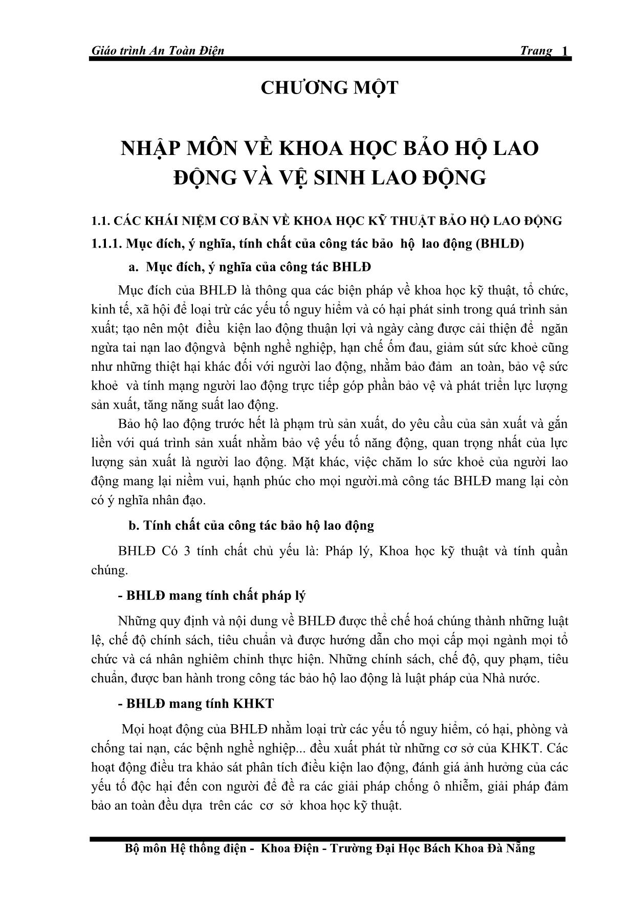 Bài giảng Nhập môn về khoa học bảo hộ lao động và vệ sinh lao động trang 1