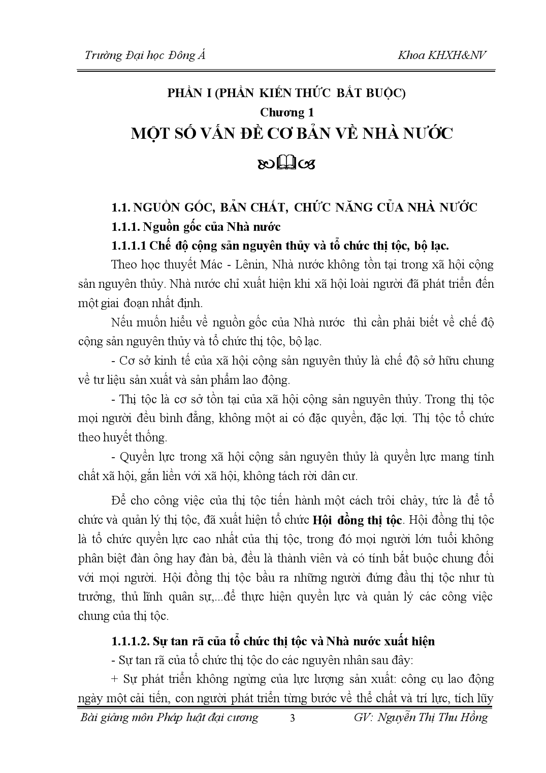 Bài giảng pháp luật đại cương - Nguyễn Thị Thu Hồng trang 3