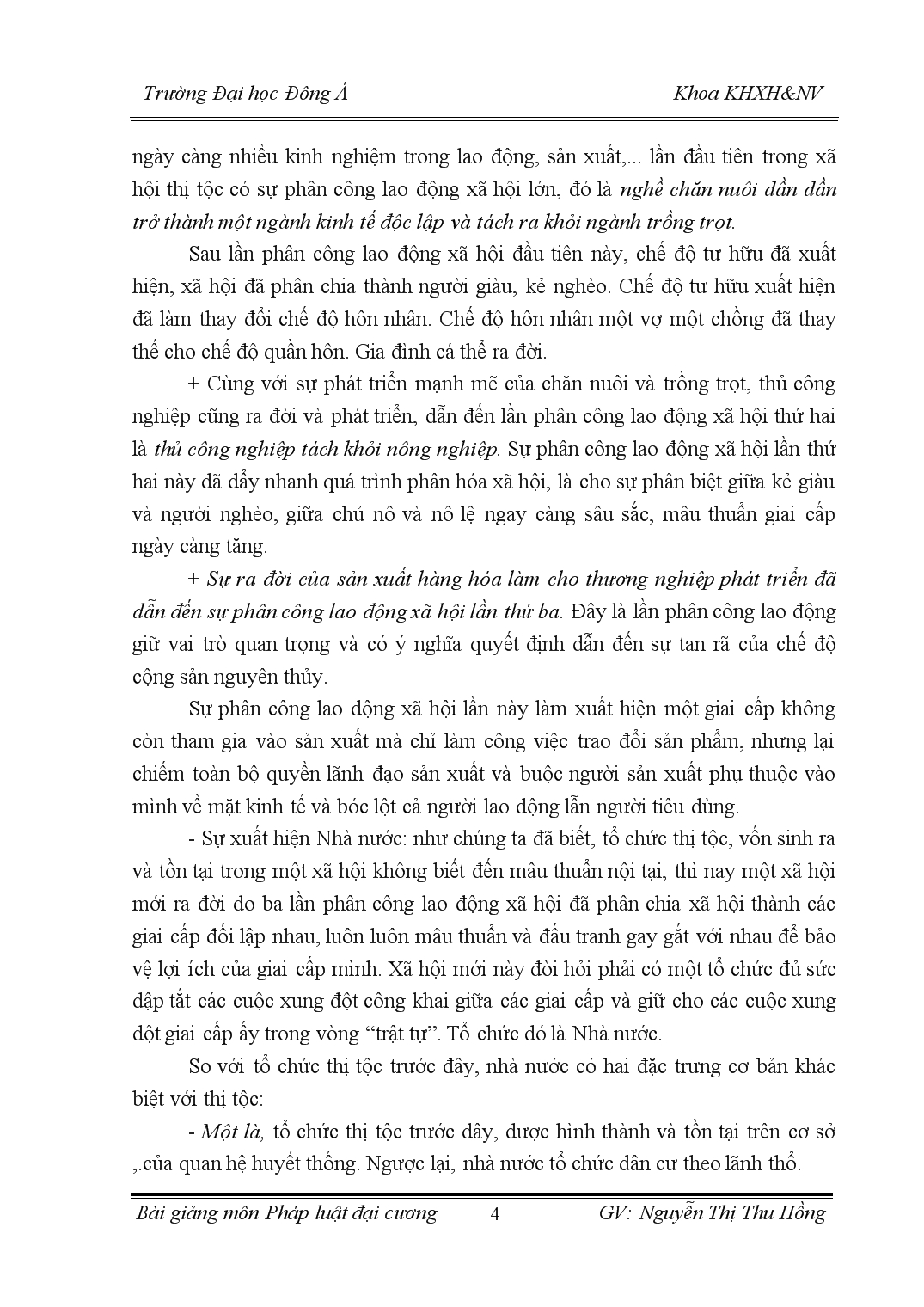 Bài giảng pháp luật đại cương - Nguyễn Thị Thu Hồng trang 4