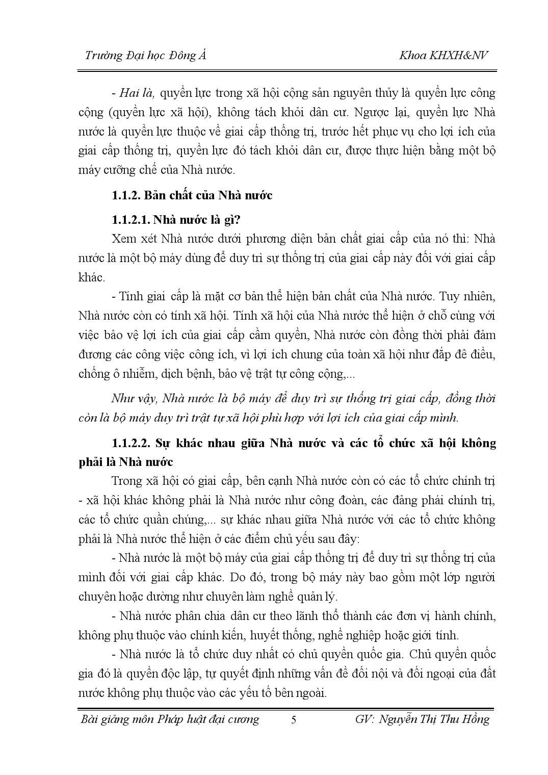 Bài giảng pháp luật đại cương - Nguyễn Thị Thu Hồng trang 5