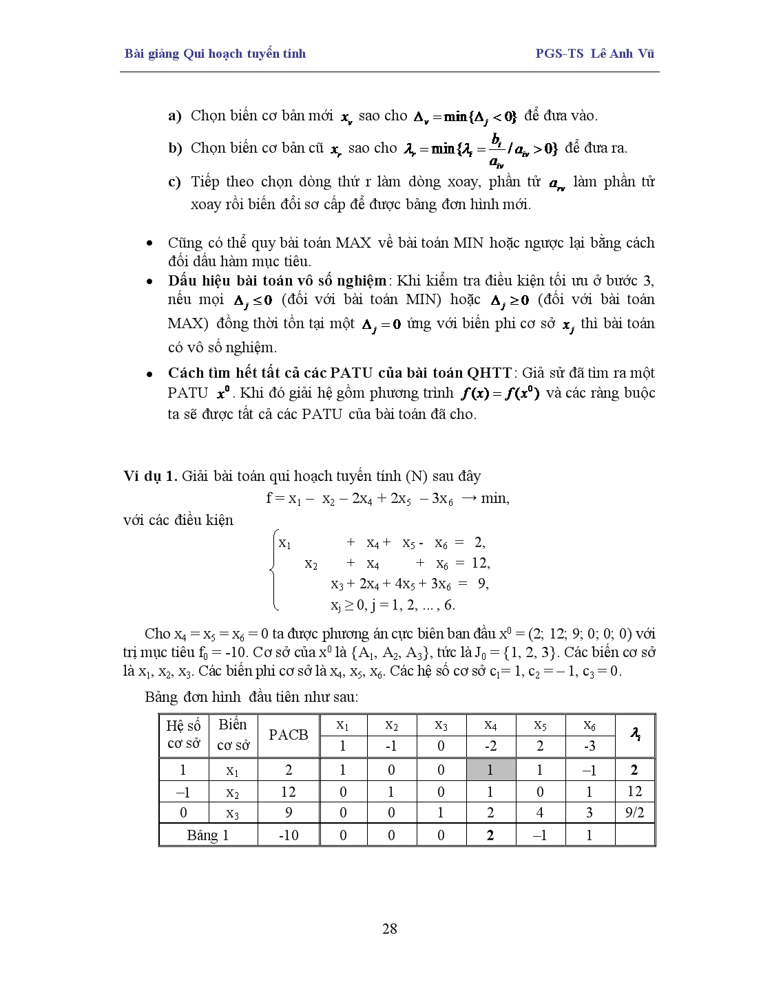 Bài giảng Phương pháp đơn hình trang 4