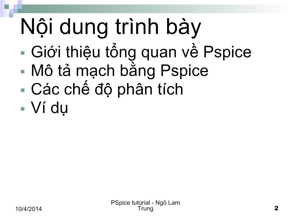Bài giảng PSPICE tutorial trang 2