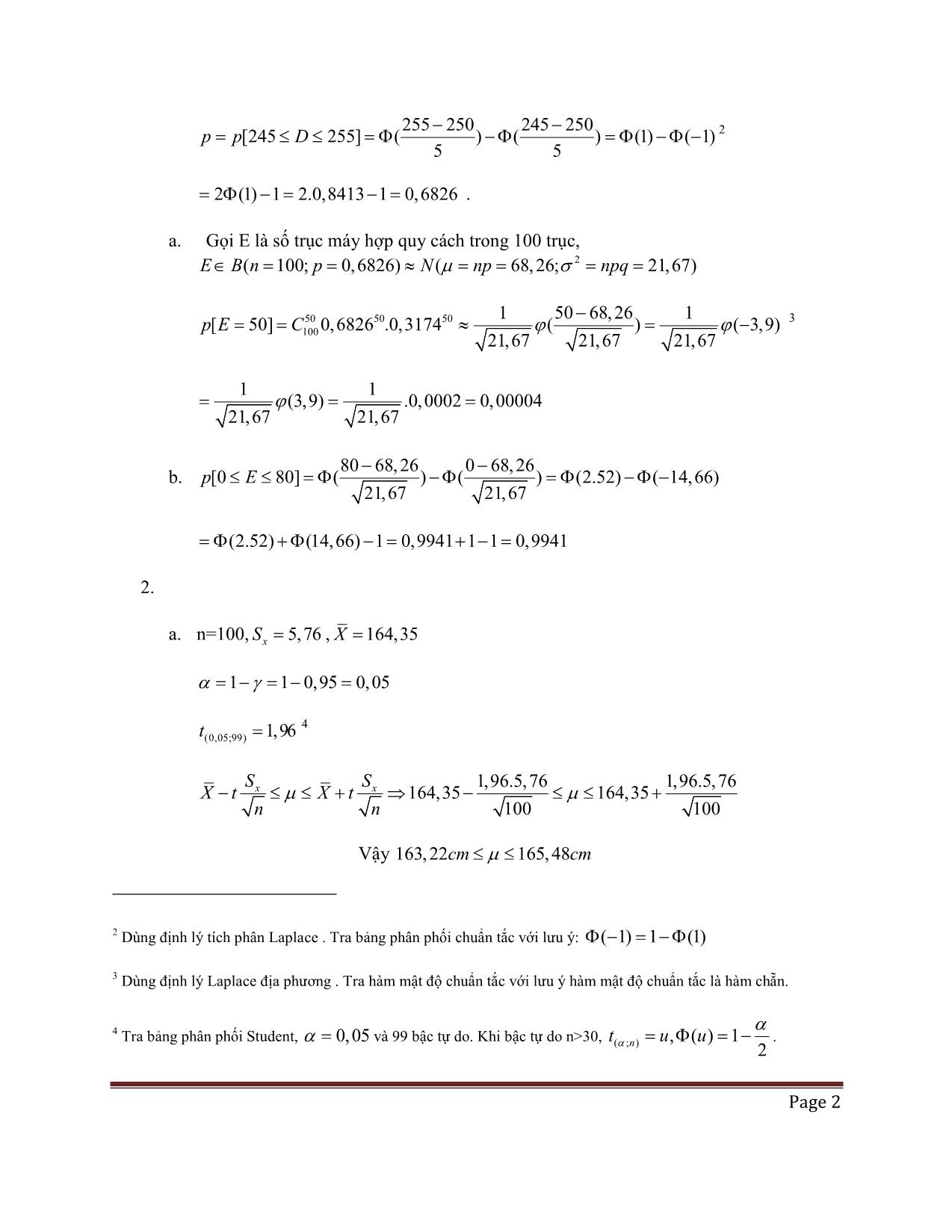 Bộ đề thi và lời giải xác suất thống kê trang 2