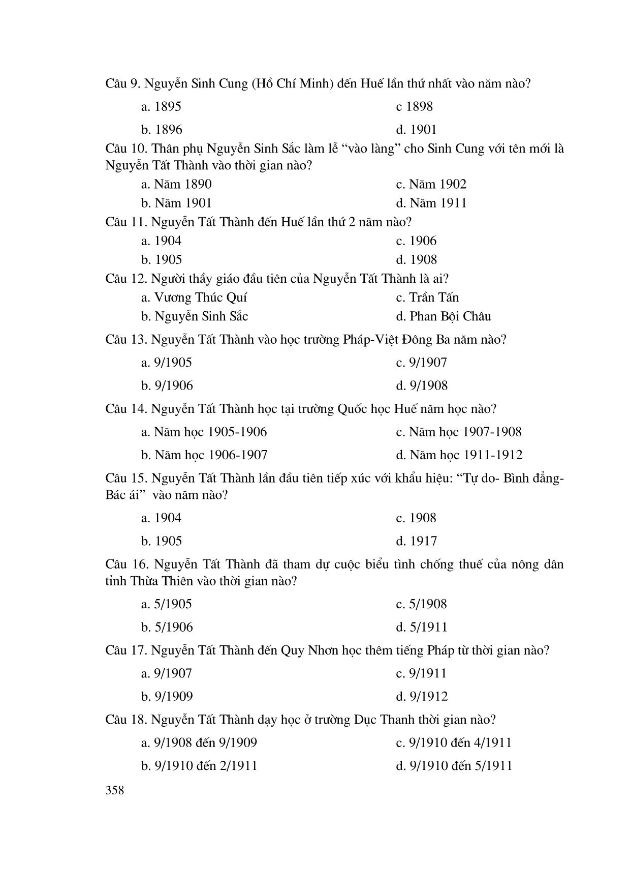 Câu hỏi trắc nghiệm Tư tuởng Hồ Chí Minh trang 2