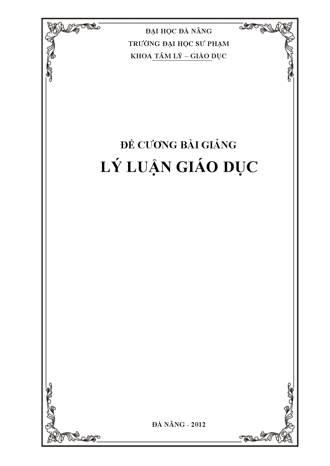 Đề cương bài giảng lý luận giáo dục trang 1