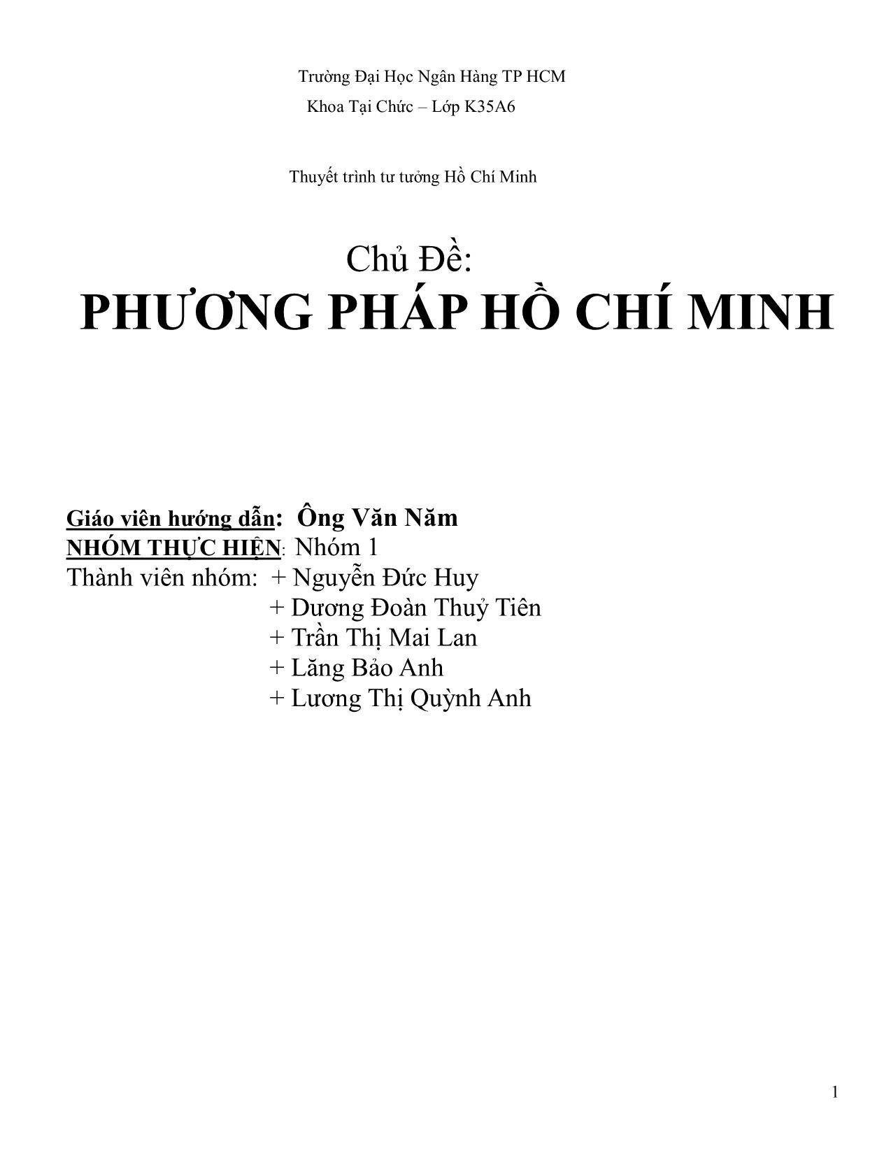Đề tài Phương pháp Hồ Chí Minh trang 1