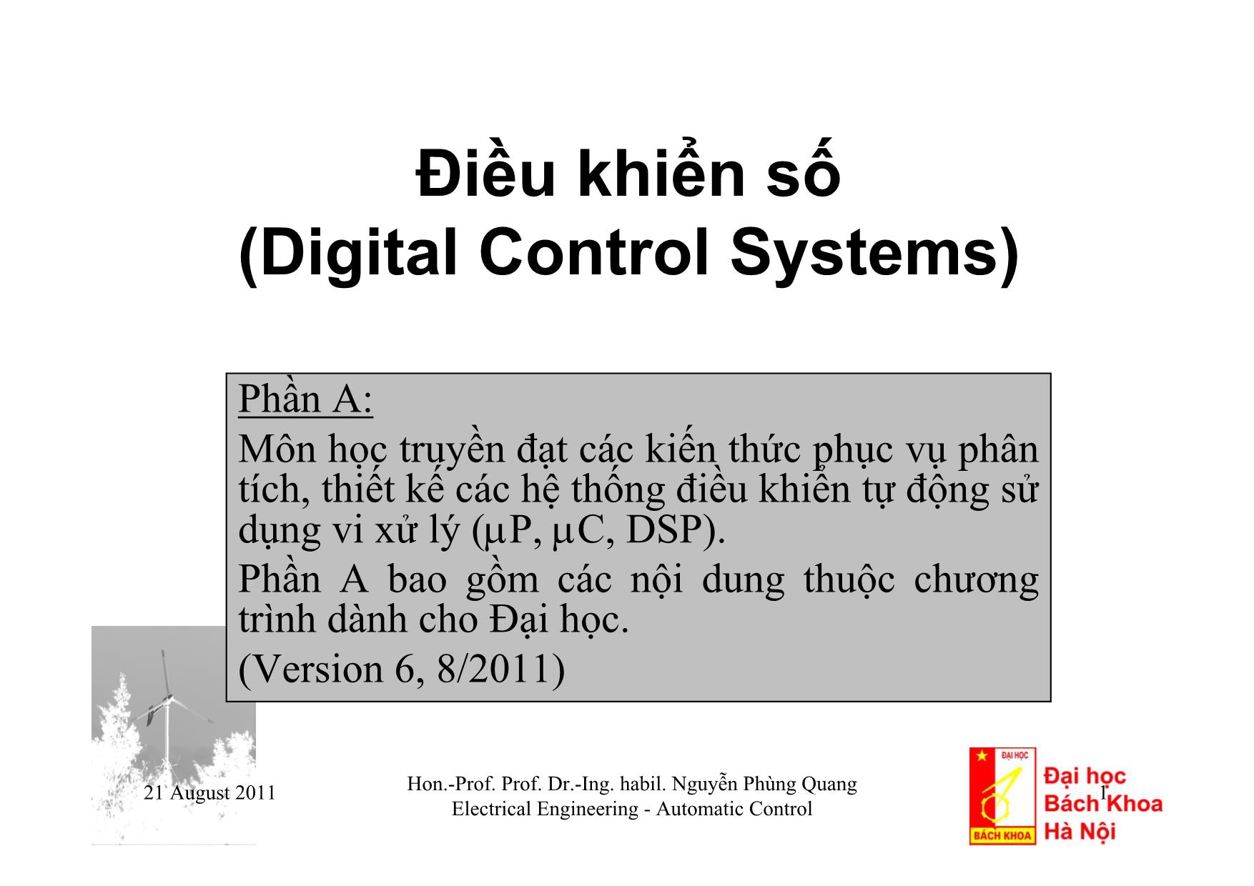 Điều khiển số (Digital Control Systems) trang 1