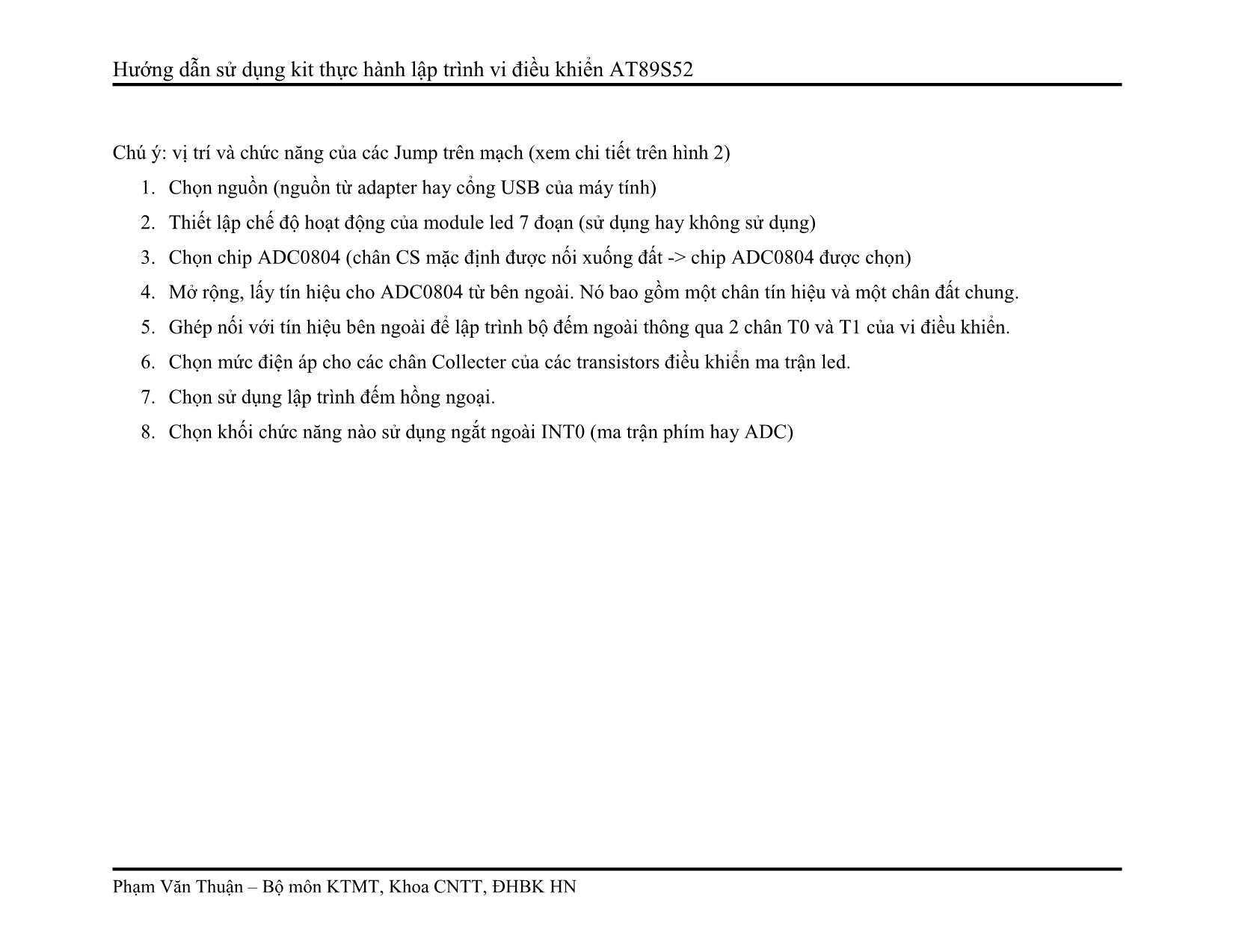 Hướng dẫn sử dụng kit thực hành lập trình vi điều khiển AT89S52 trang 3
