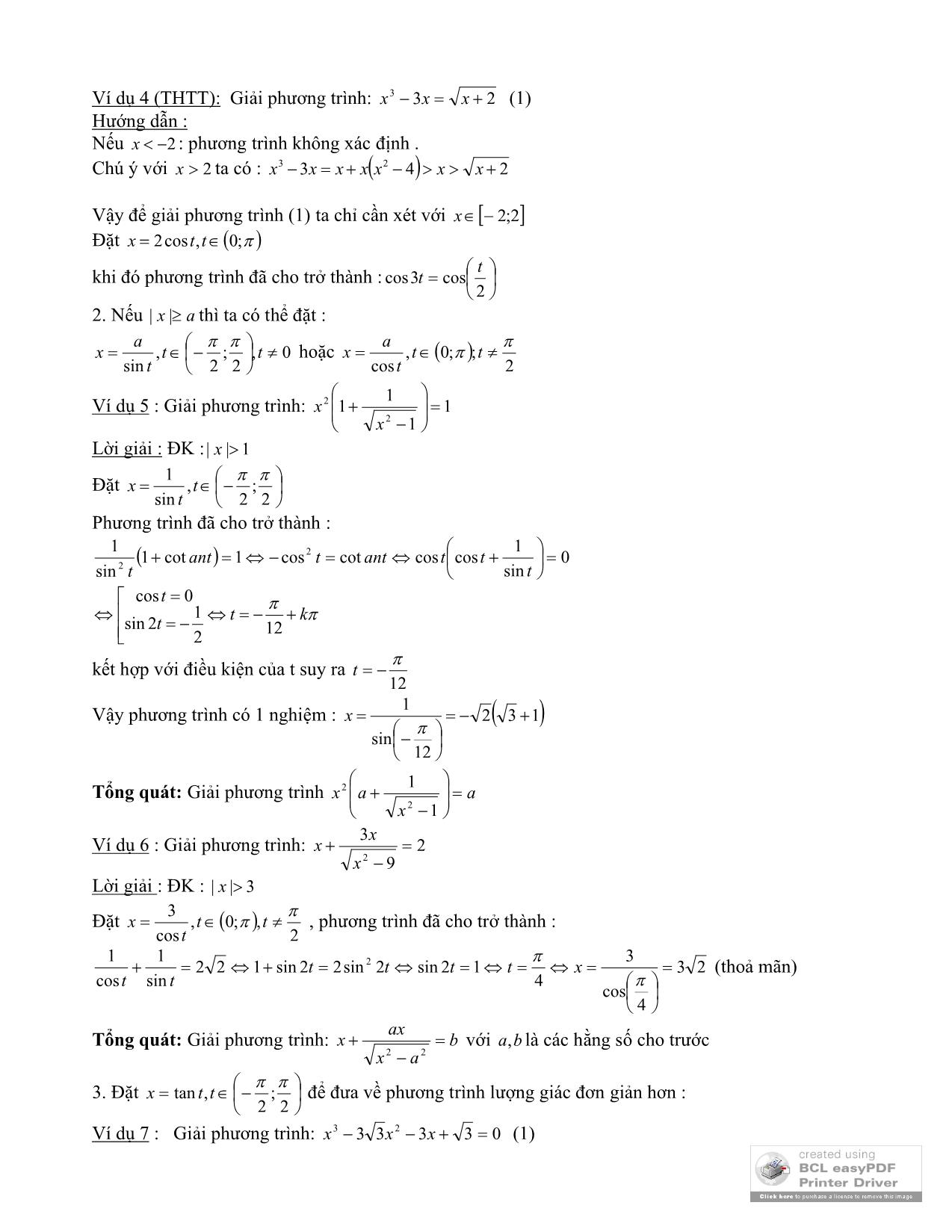 Phương pháp đặt ẩn phụ trong giải phương trình vô tỷ trang 3