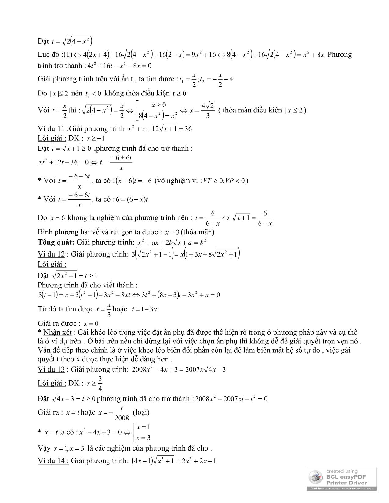 Phương pháp đặt ẩn phụ trong giải phương trình vô tỷ trang 5