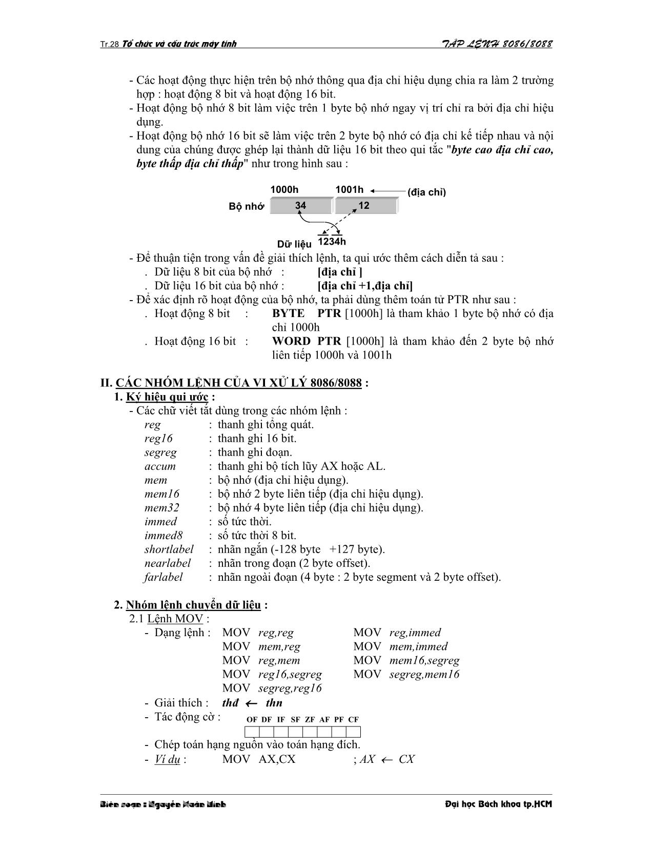Tập lệnh vi xử lý 8086/8088 trang 2