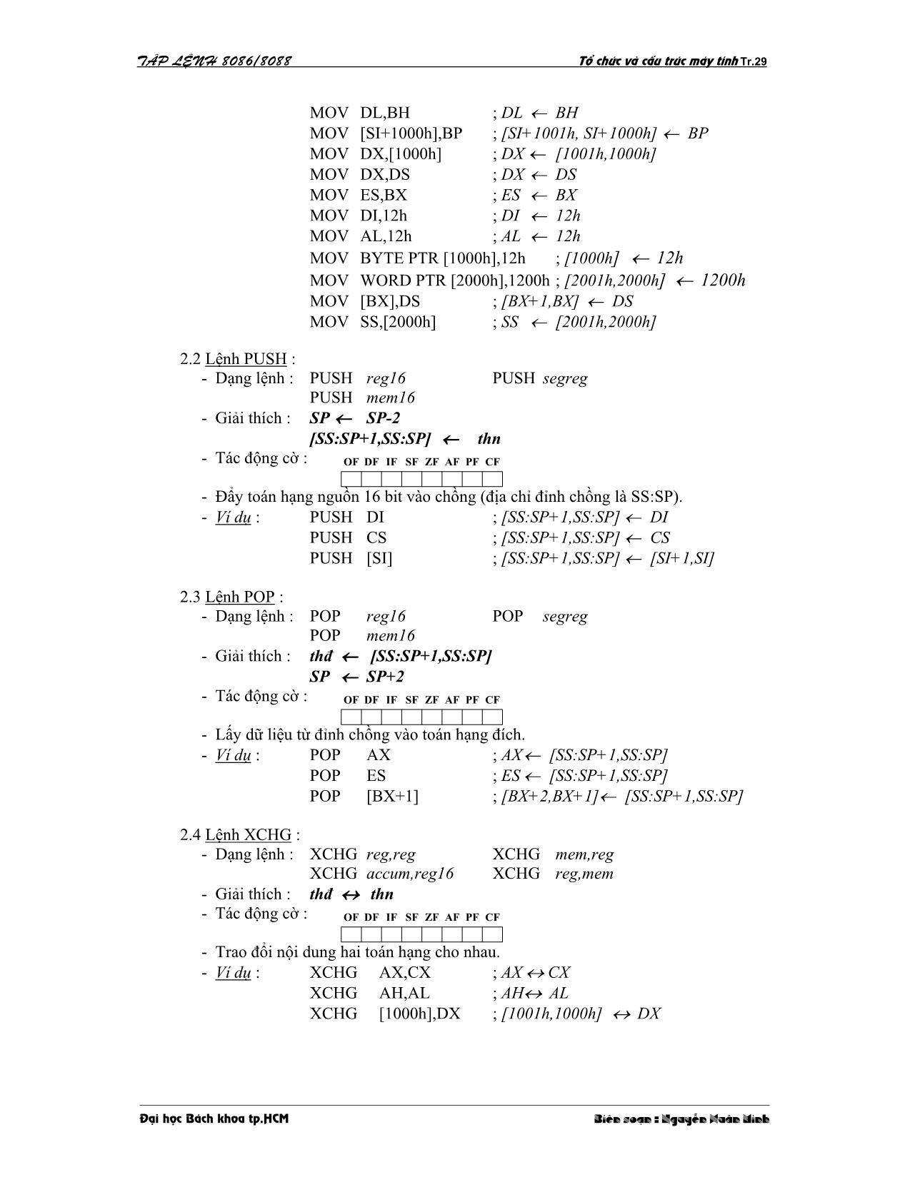 Tập lệnh vi xử lý 8086/8088 trang 3