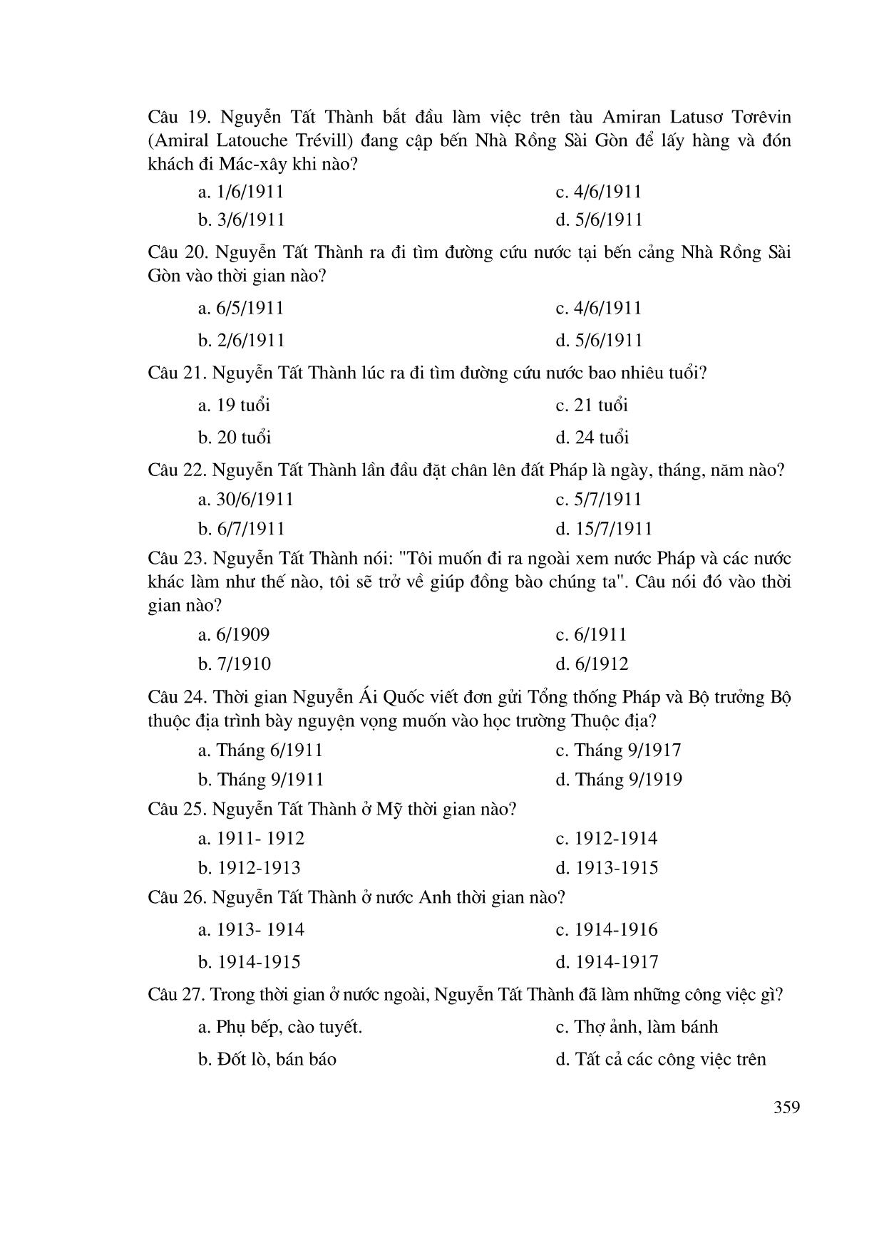 Trắc nghiệm môn tư tưởng Hồ Chí Minh trang 3