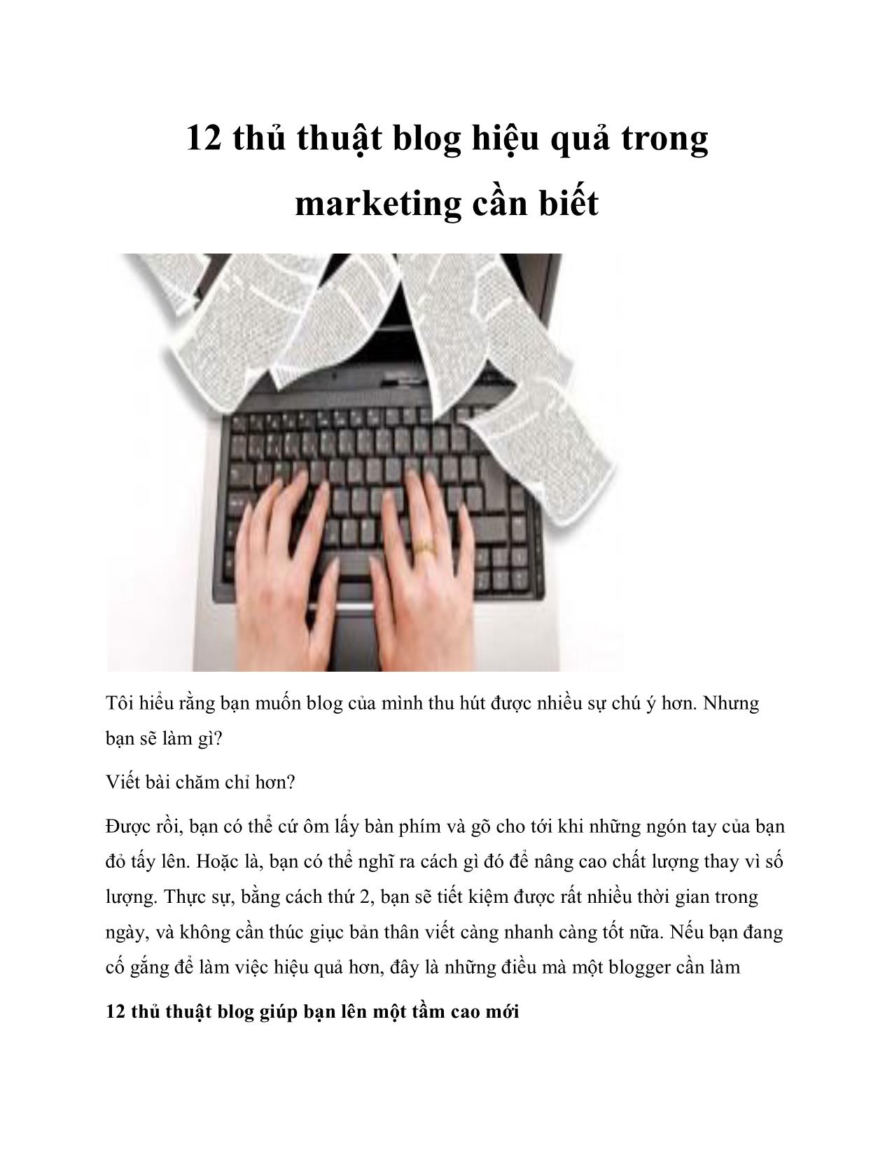12 thủ thuật blog hiệu quả trong marketing cần biết trang 1