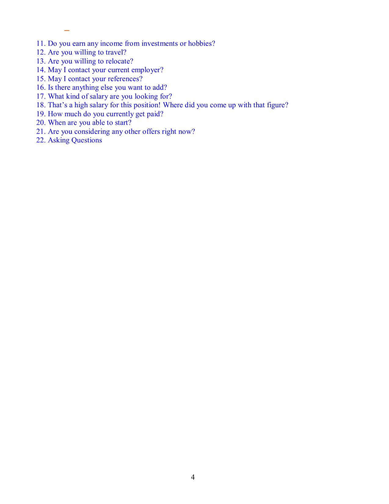 125 câu hỏi - Trả lời khi phỏng vấn xin việc bằng tiếng anh trang 4