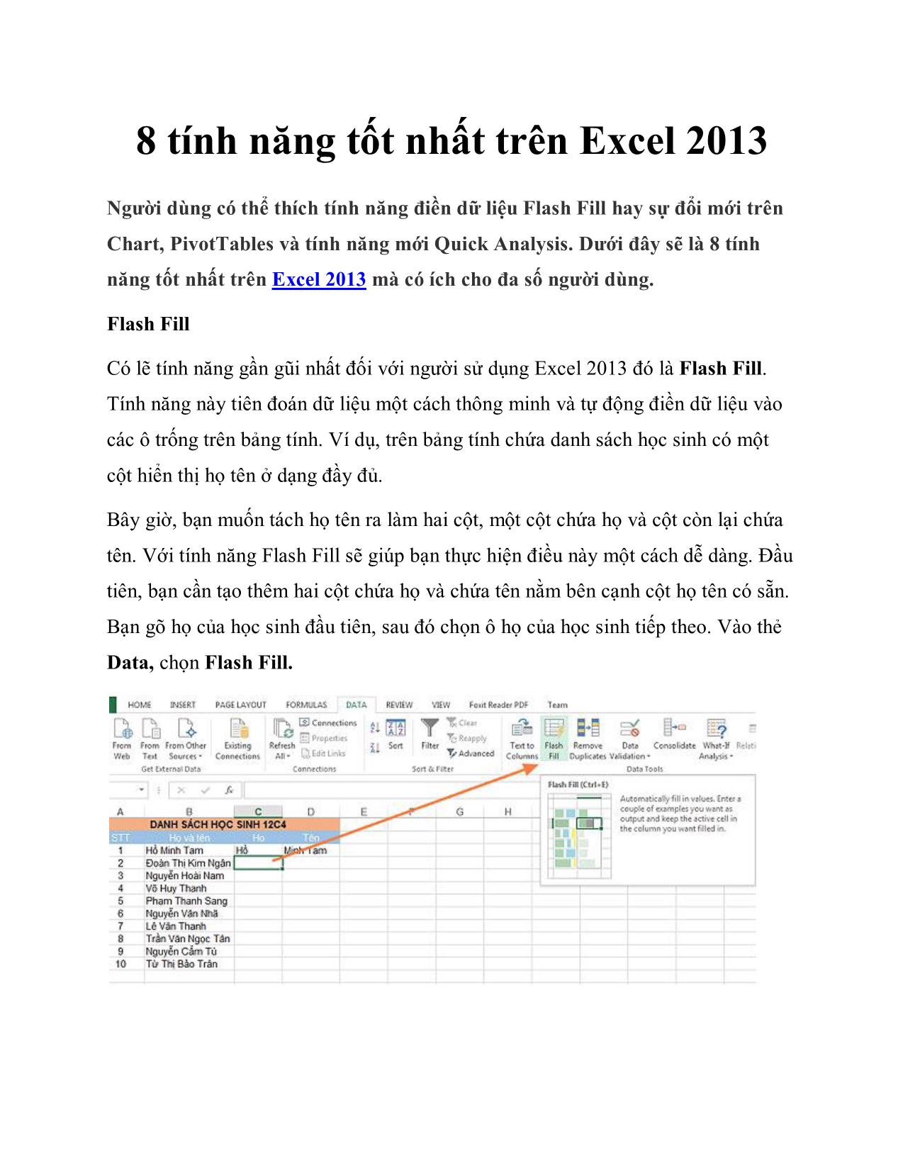 8 tính năng tốt nhất trên Excel 2013 trang 1