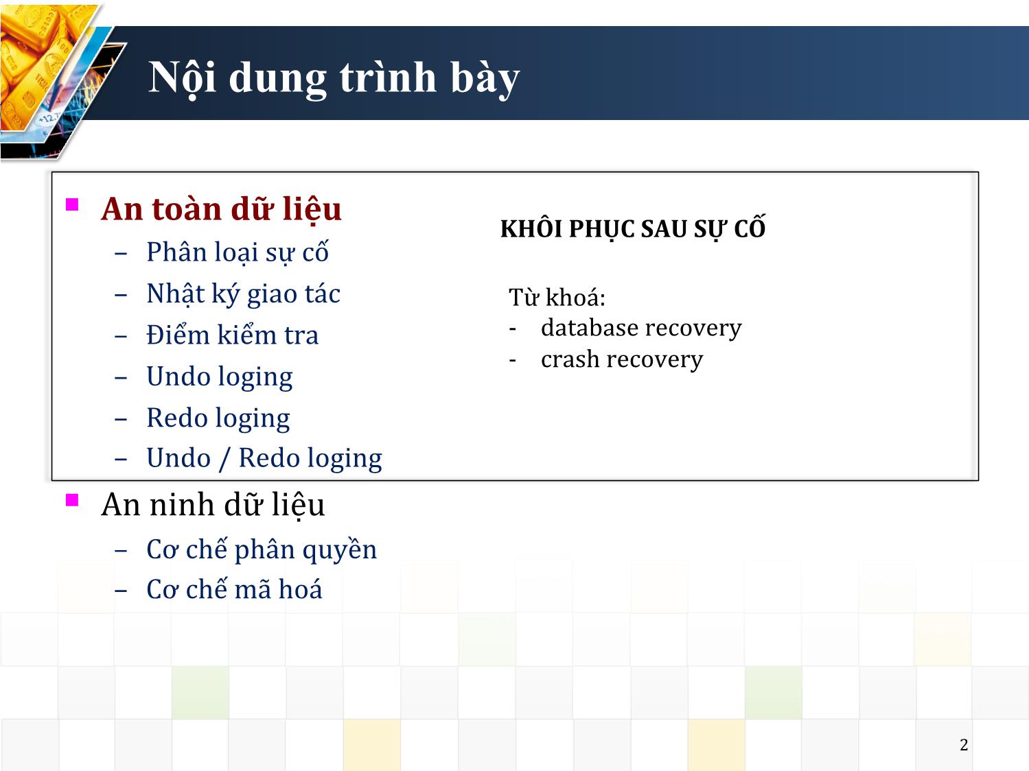 Bài giảng An toàn và an ninh dữ liệu trang 2