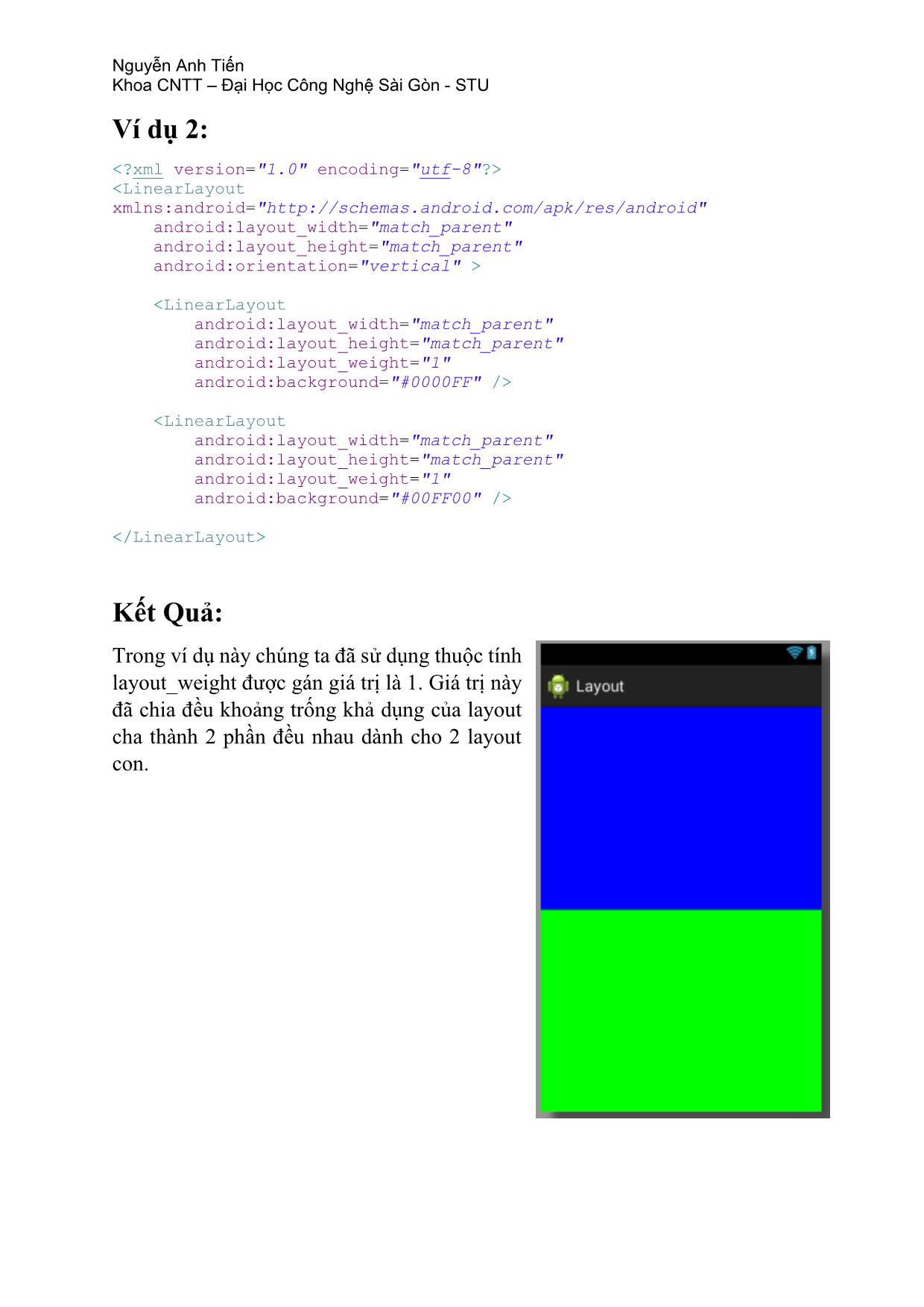 Bài giảng Android layout weight trang 2